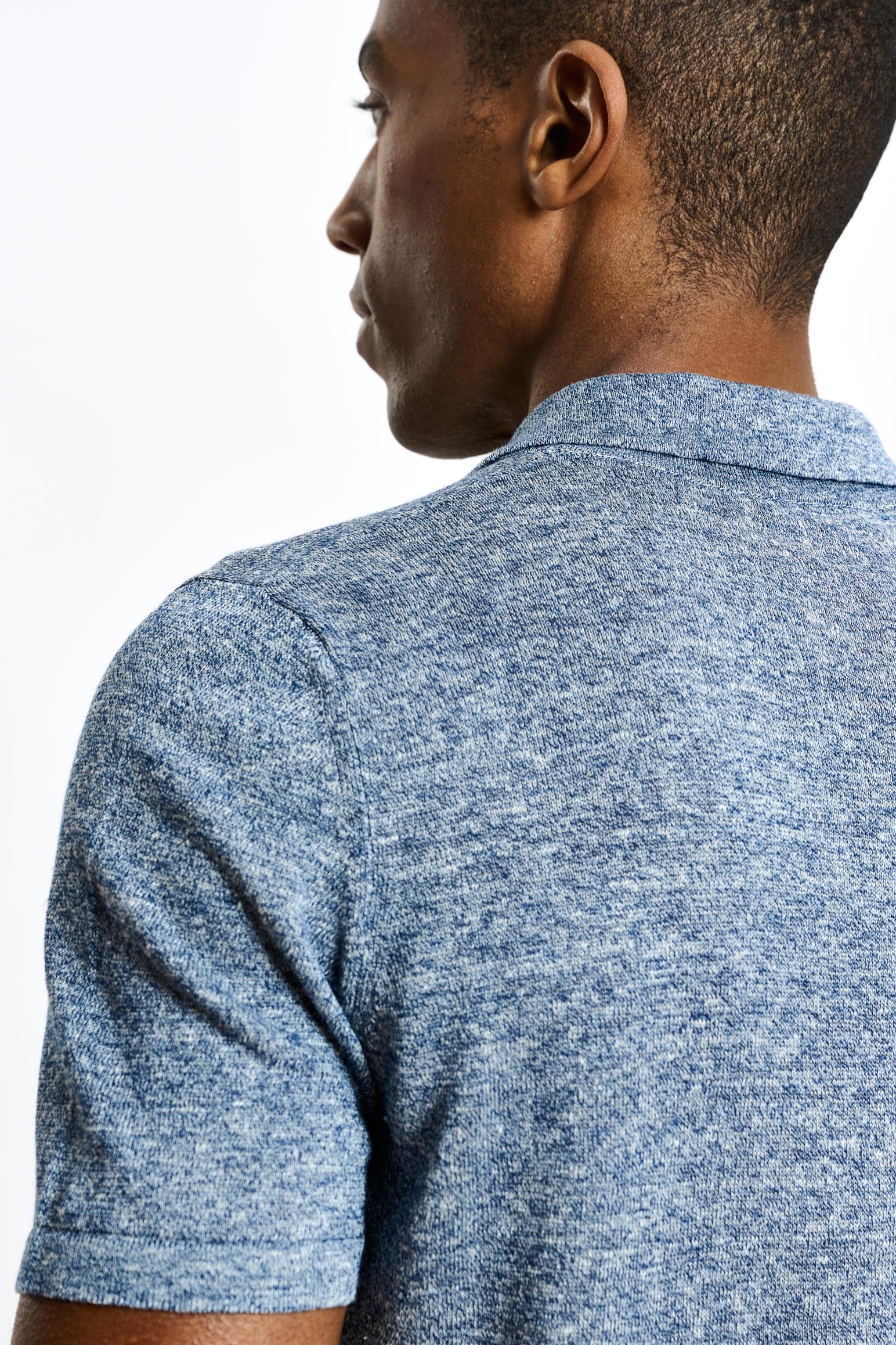 Navy Linen & Cotton Kelso Knitwear Polo - Image 5