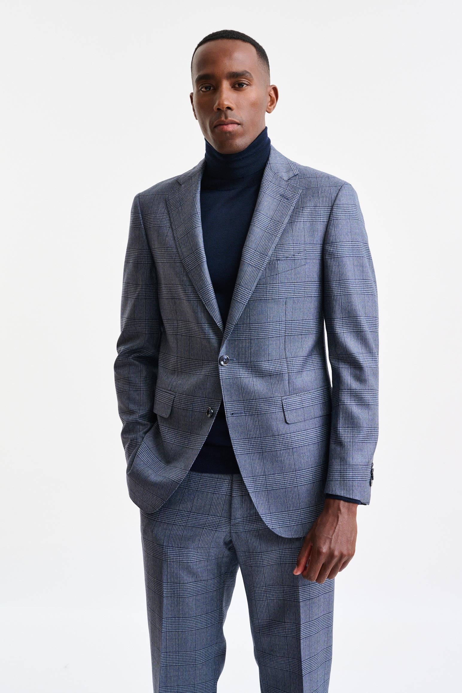 Check Blue 100% Wool Soho Suit Freestyle - Image 5