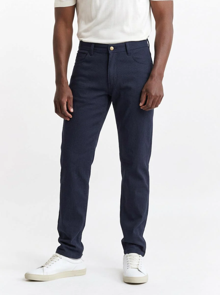 Medium Blue Five Pocket Trousers Cashmere Cotton