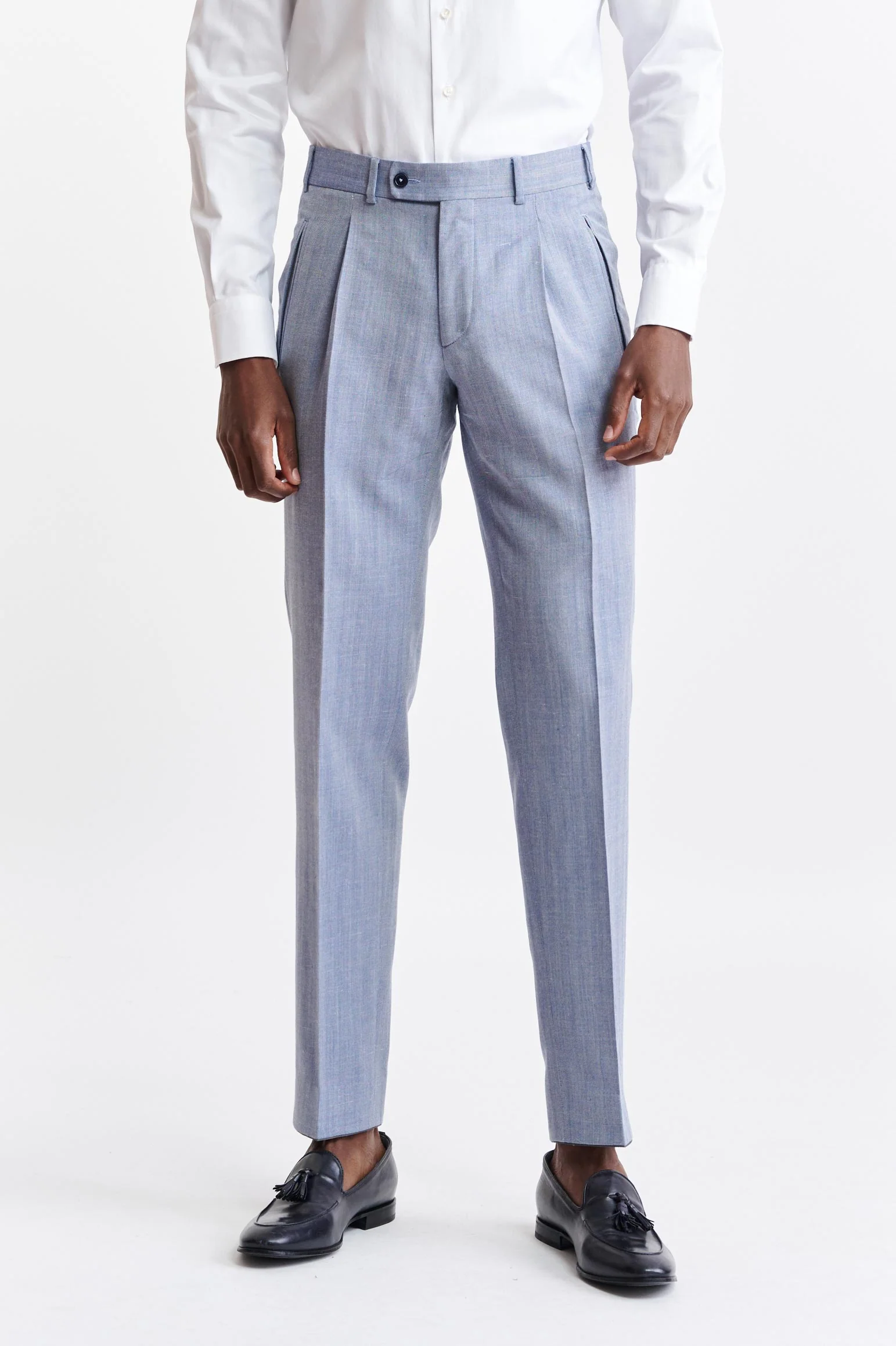 Medium Blue Wool & Cashmere Farley Trousers Jazz