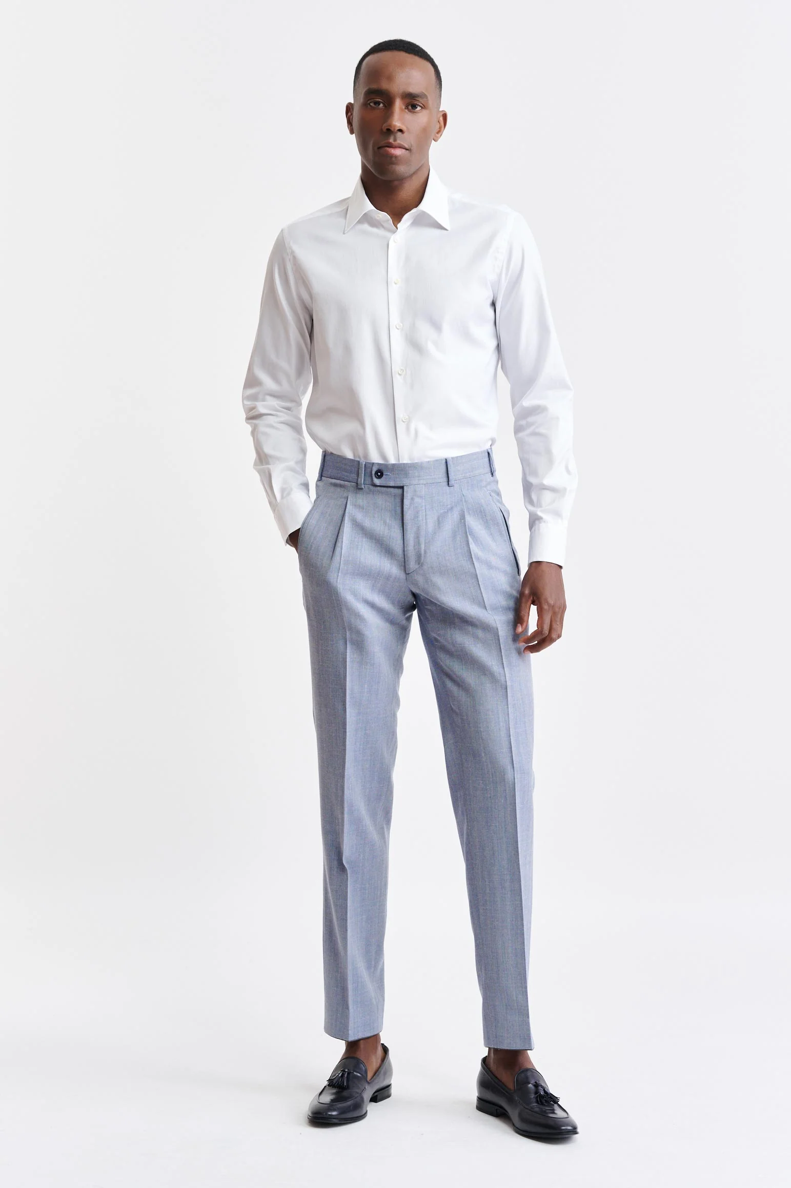 Medium Blue Wool & Cashmere Farley Trousers Jazz - Image 2