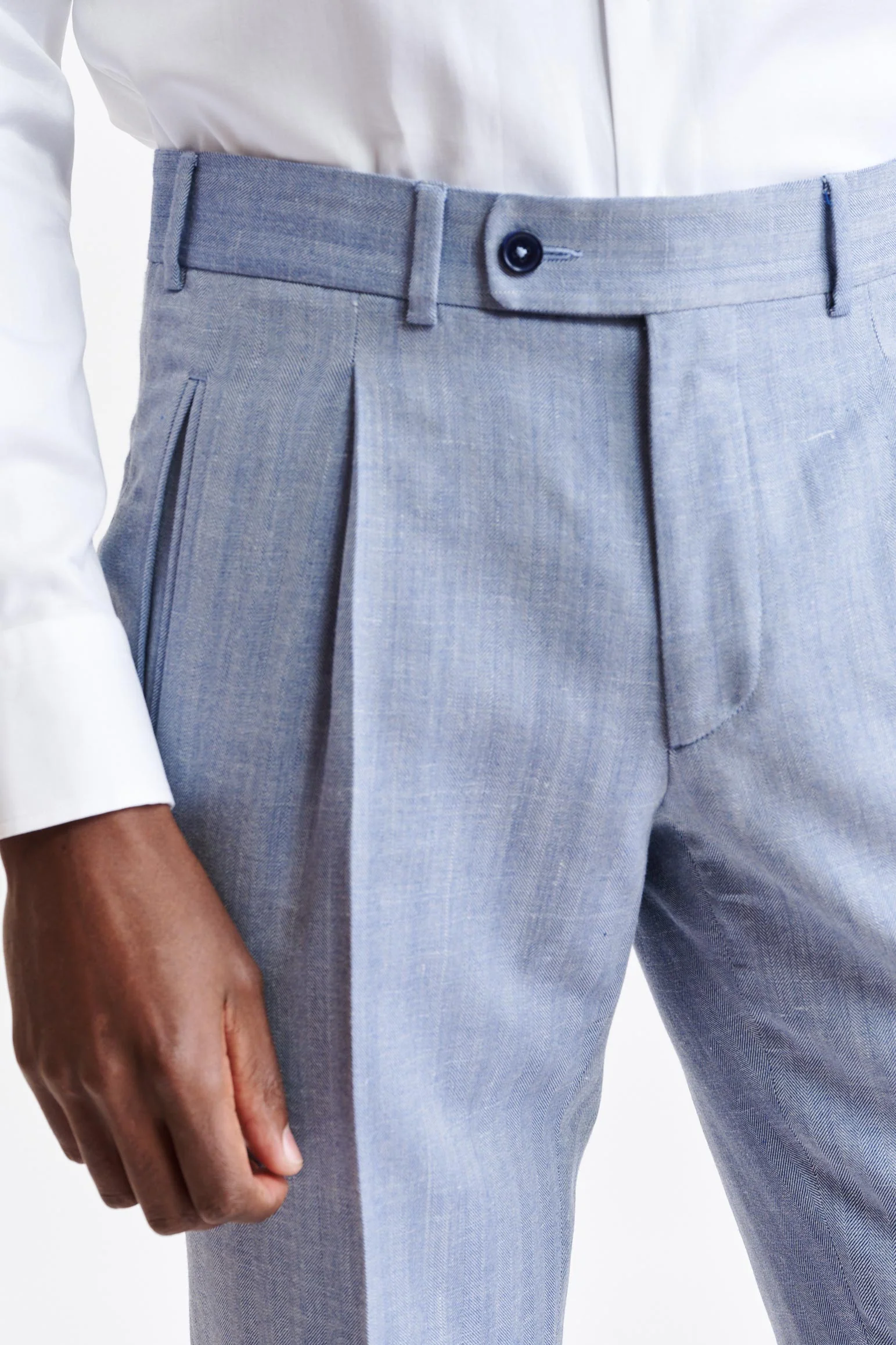 Medium Blue Wool & Cashmere Farley Trousers Jazz - Image 4