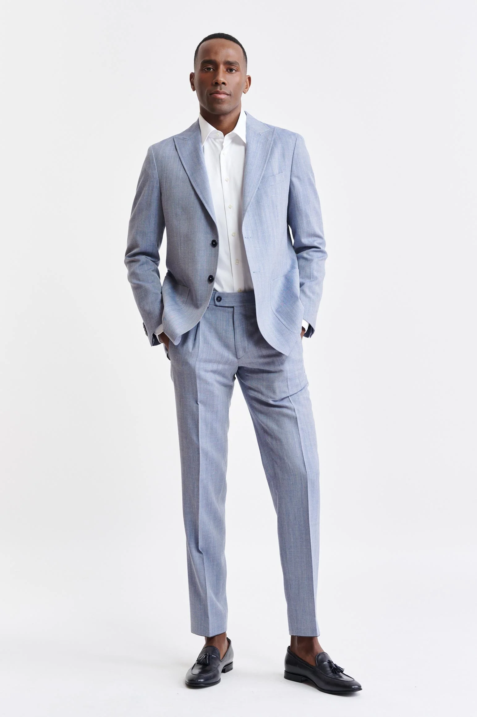 Medium Blue Wool & Cashmere Kenton Suit Jazz