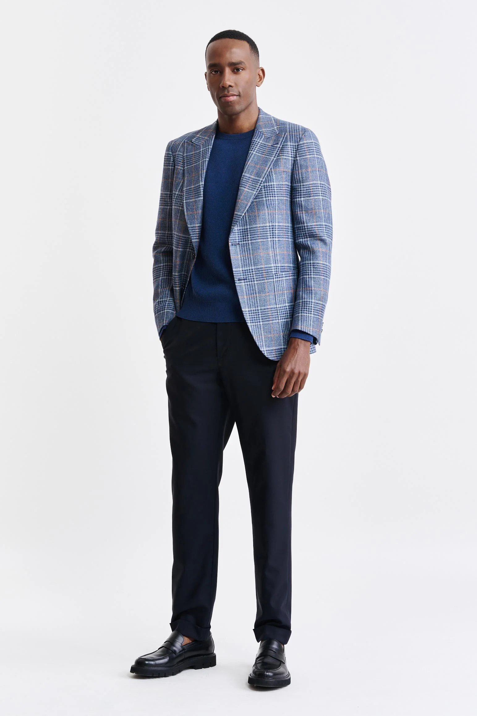 Medium Blue Wool & Linen Soho Jacket Riviera Trend - Image 5