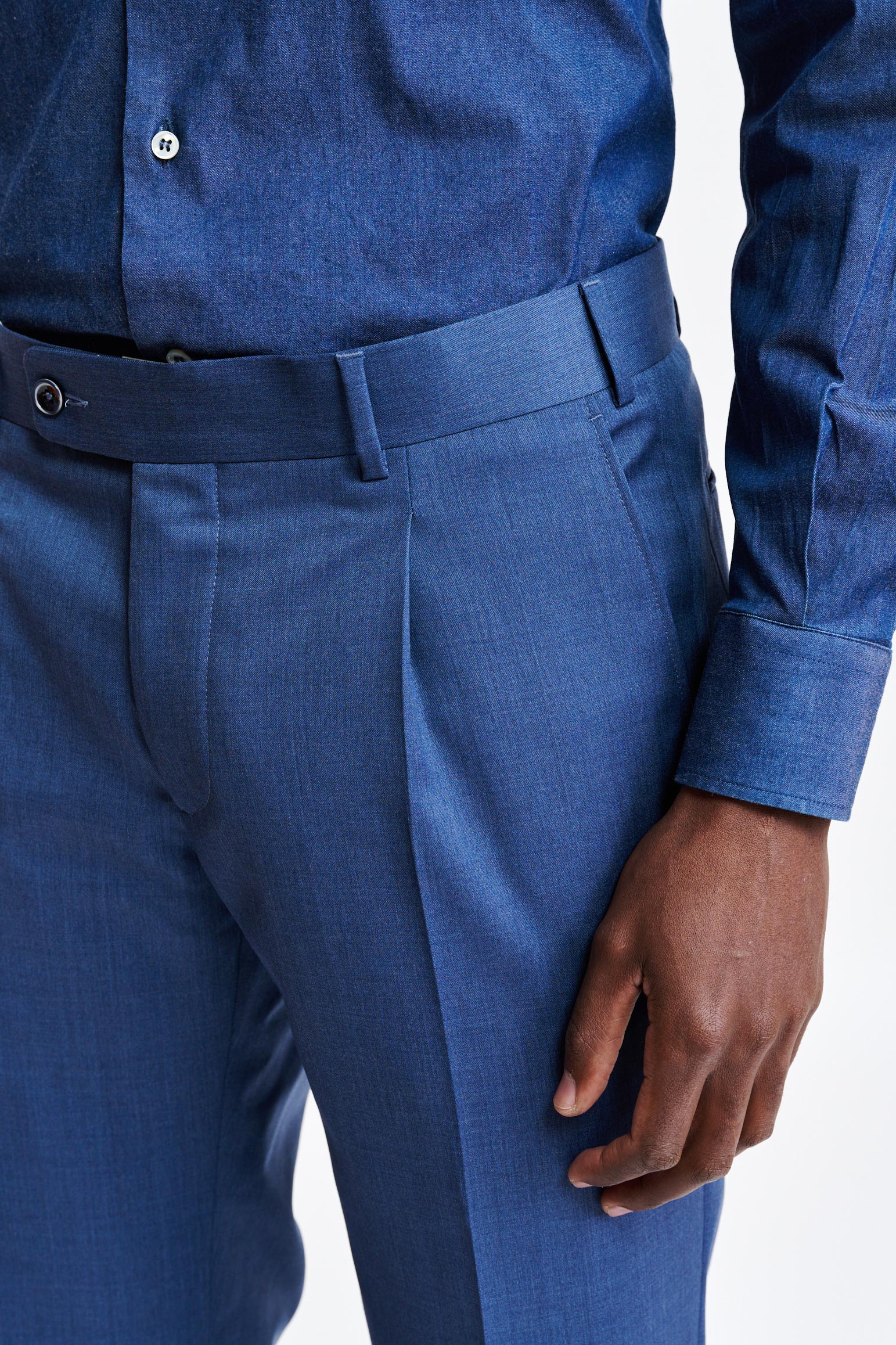 Medium Blue Wool Super 100's Farley Trousers New Deluxe - Image 4