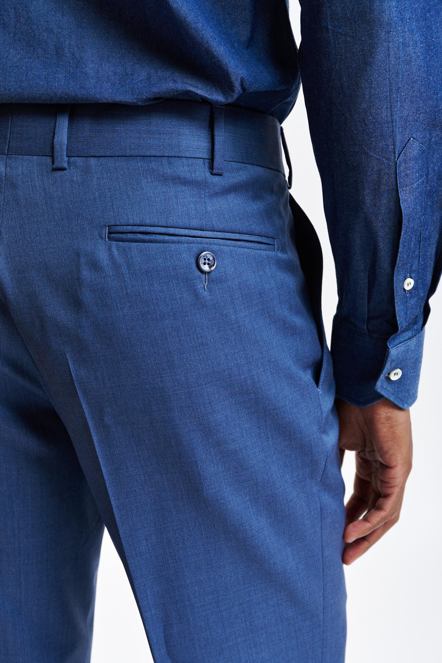 Medium Blue Wool Super 100's Farley Trousers New Deluxe - Image 5