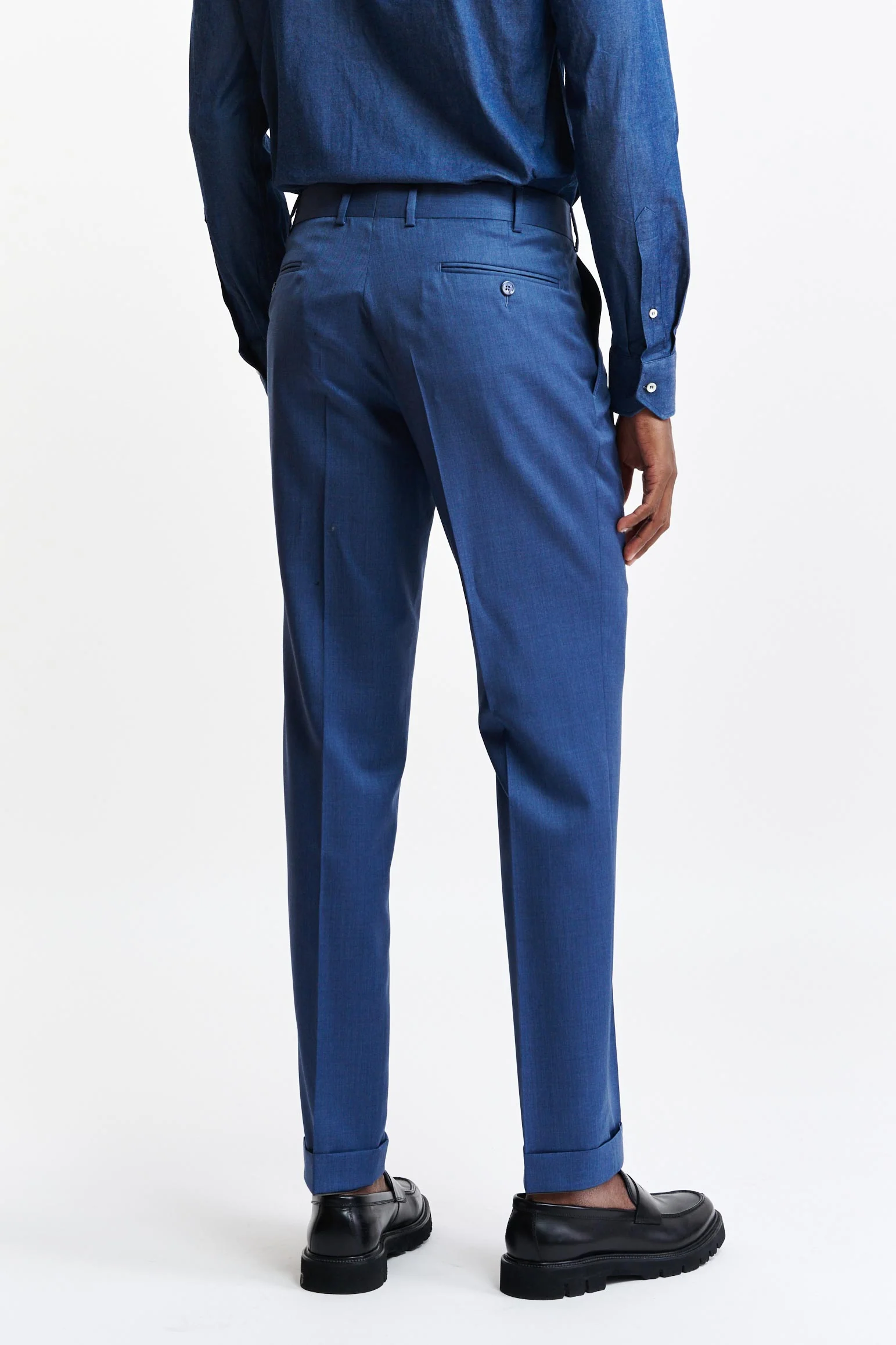 Medium Blue Wool Super 100's Farley Trousers New Deluxe - Image 6
