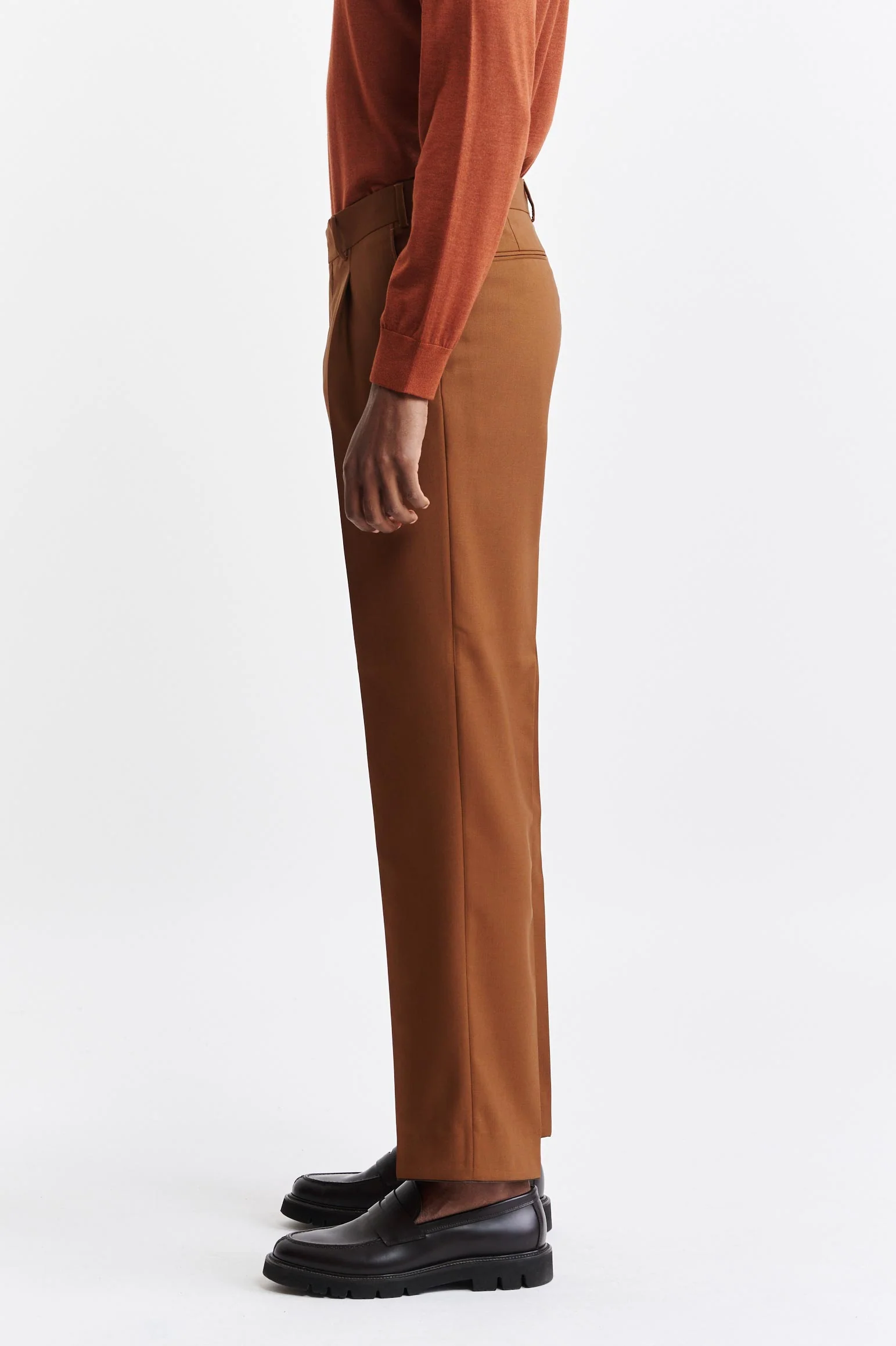 Medium Brown 100% Wool Super 100's Farley Trousers New Deluxe - Image 4