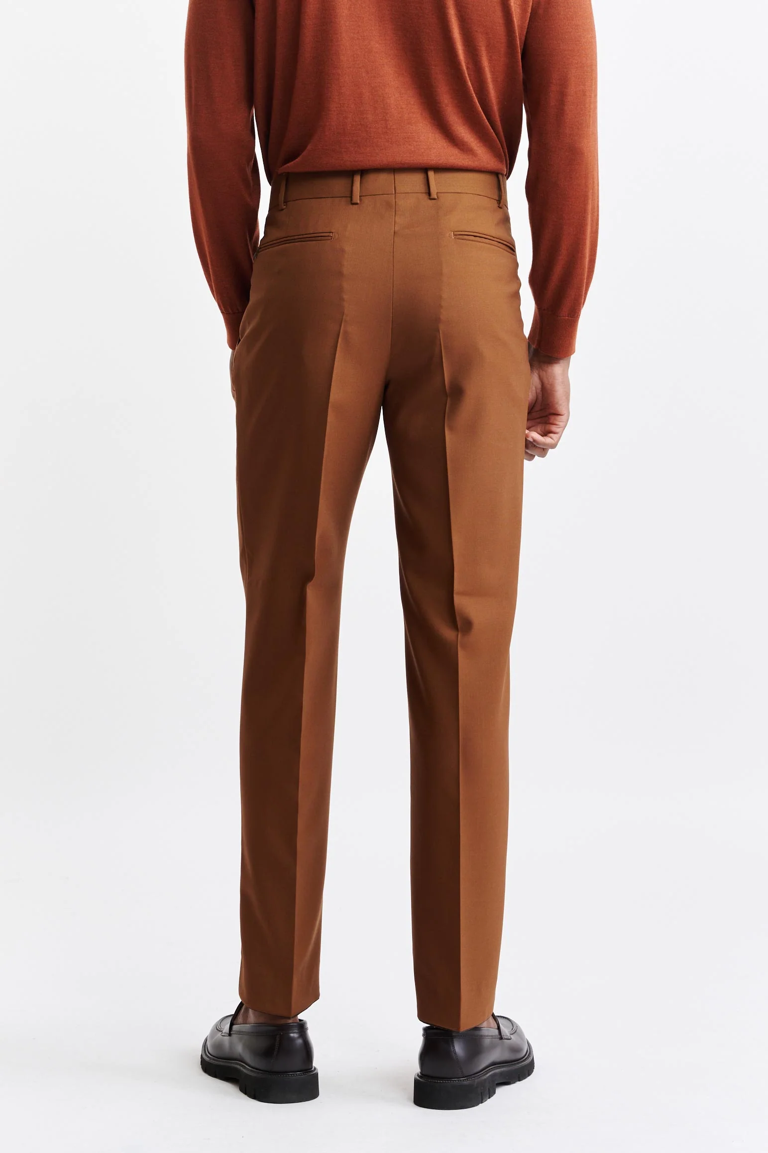 Medium Brown 100% Wool Super 100's Farley Trousers New Deluxe - Image 5