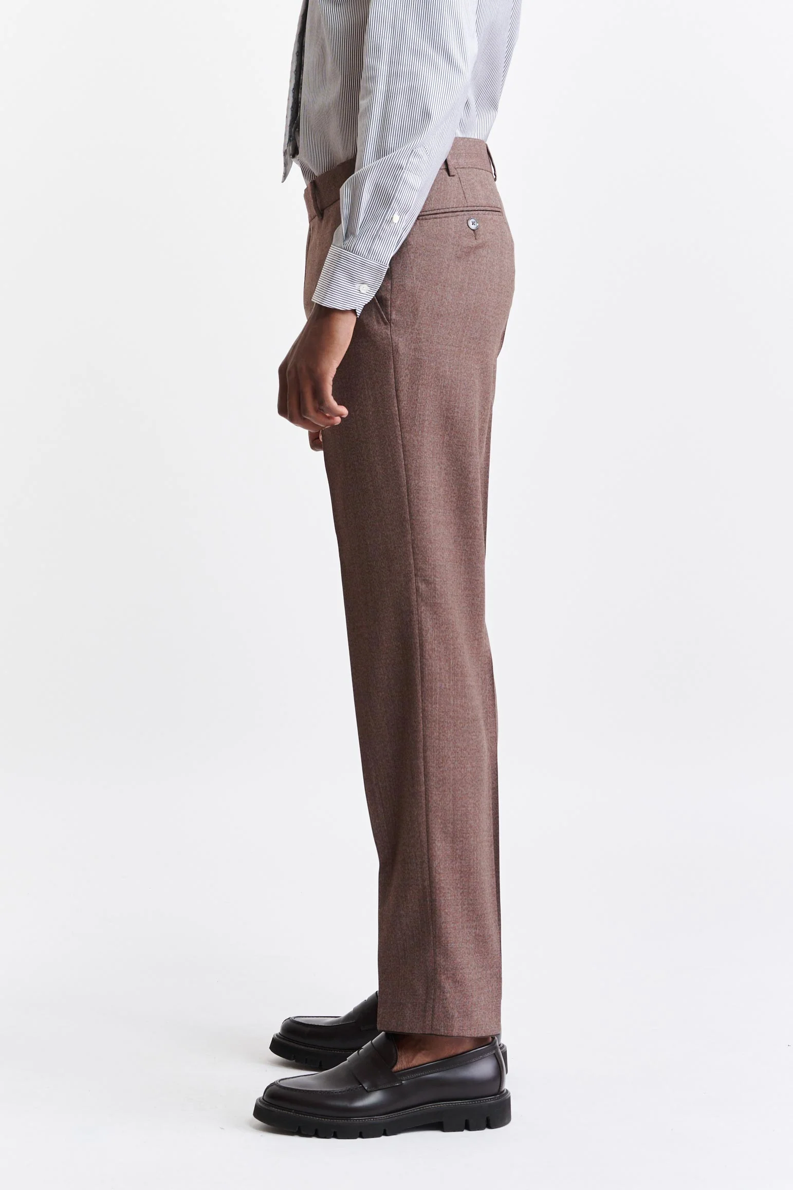 Medium Brown 100% Wool Super 130's Farley Trousers Jazz - Image 3