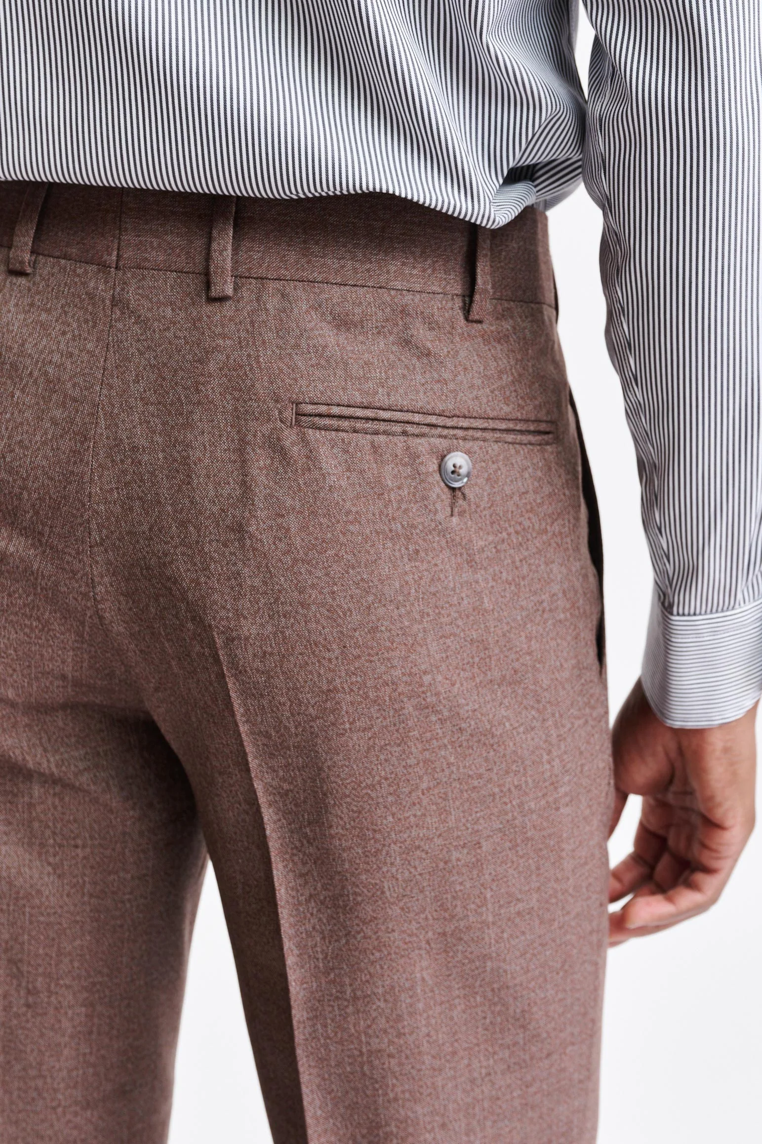Medium Brown 100% Wool Super 130's Farley Trousers Jazz - Image 5