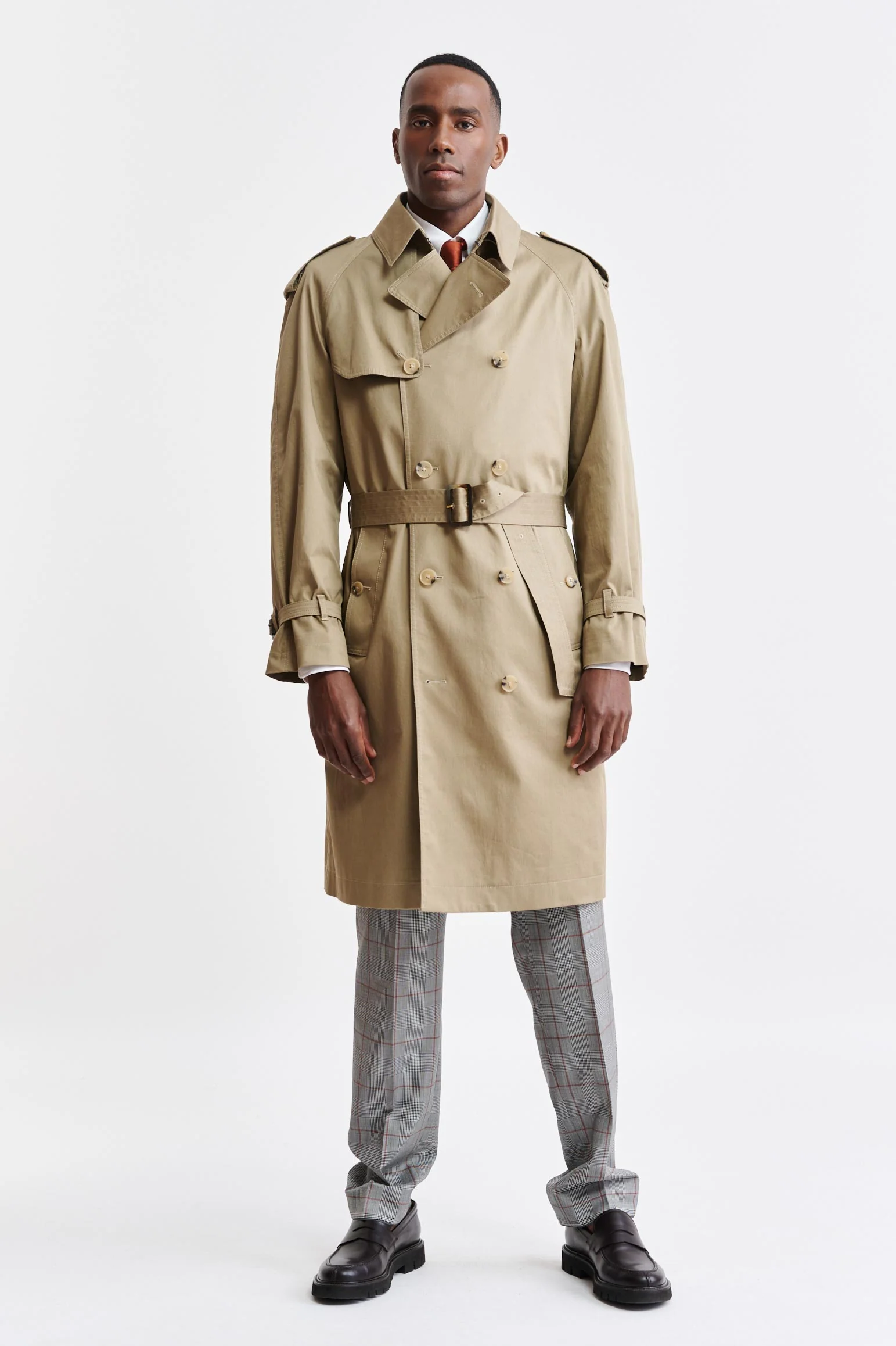 Medium Brown Cotton Marlow Trench Coat Cashmere Cotton - Image 2