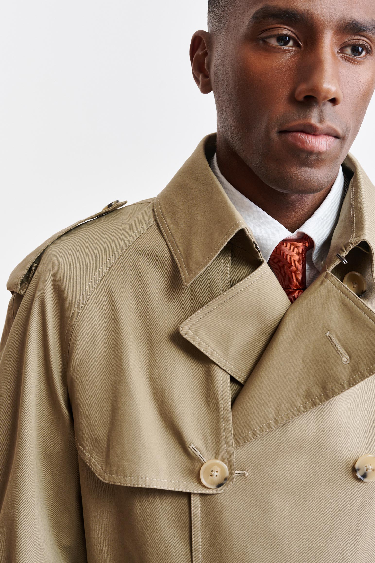 Medium Brown Cotton Marlow Trench Coat Cashmere Cotton - Image 3