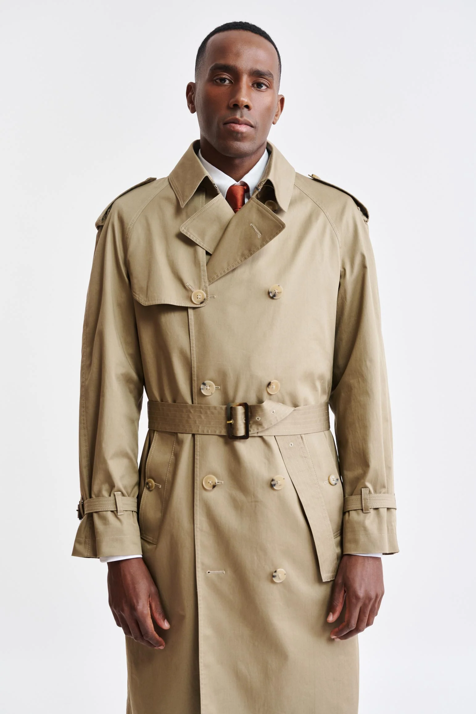 Medium Brown Cotton Marlow Trench Coat Cashmere Cotton - Image 5