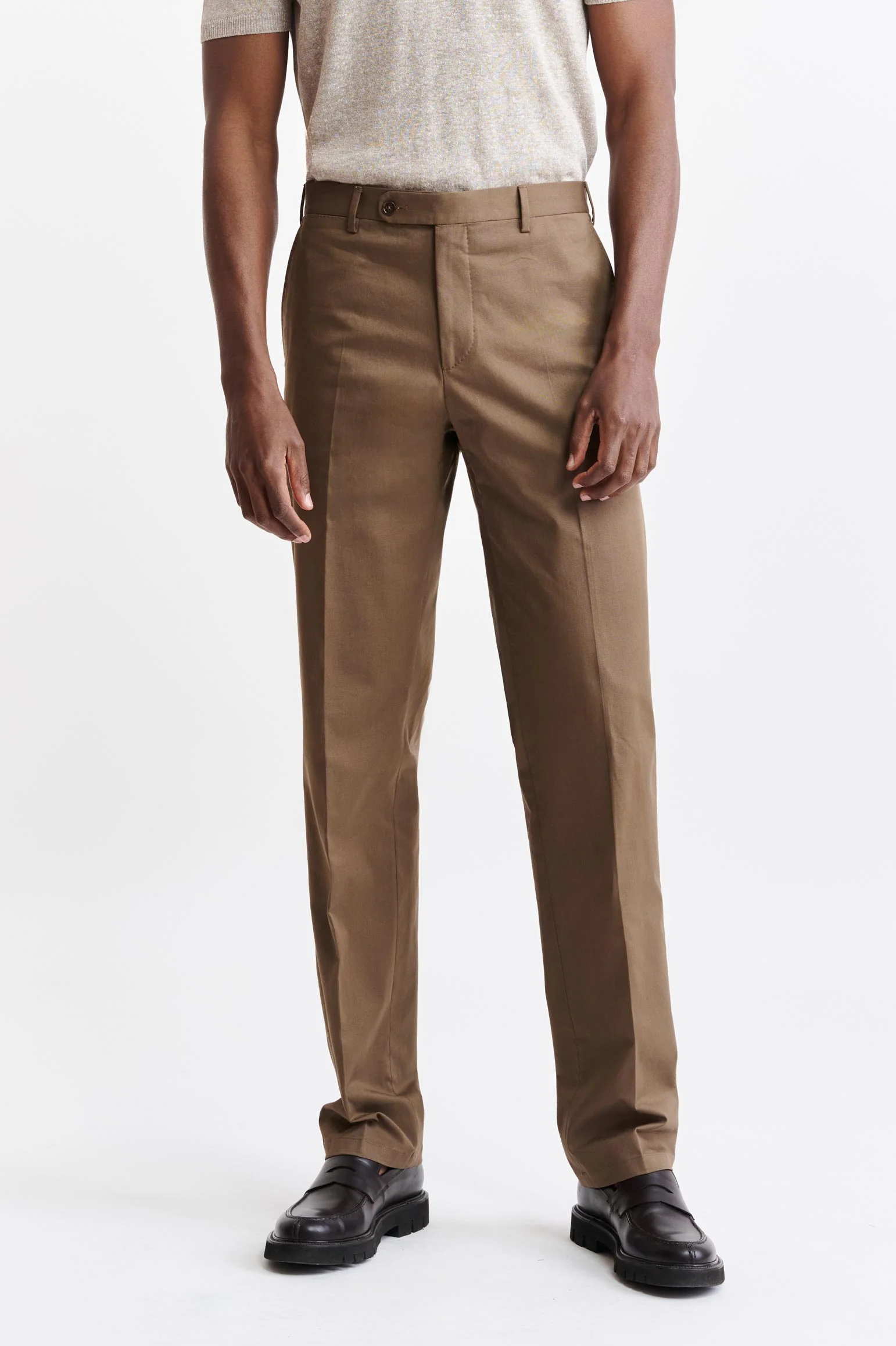 Medium Brown Cotton Xander Trousers Cashmere Cotton