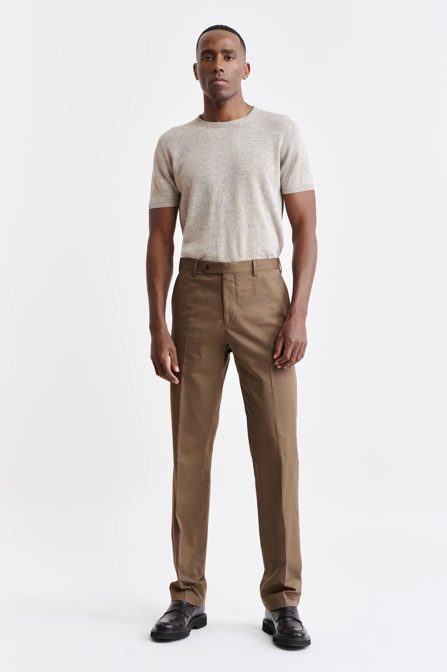 Medium Brown Cotton Xander Trousers Cashmere Cotton - Image 2