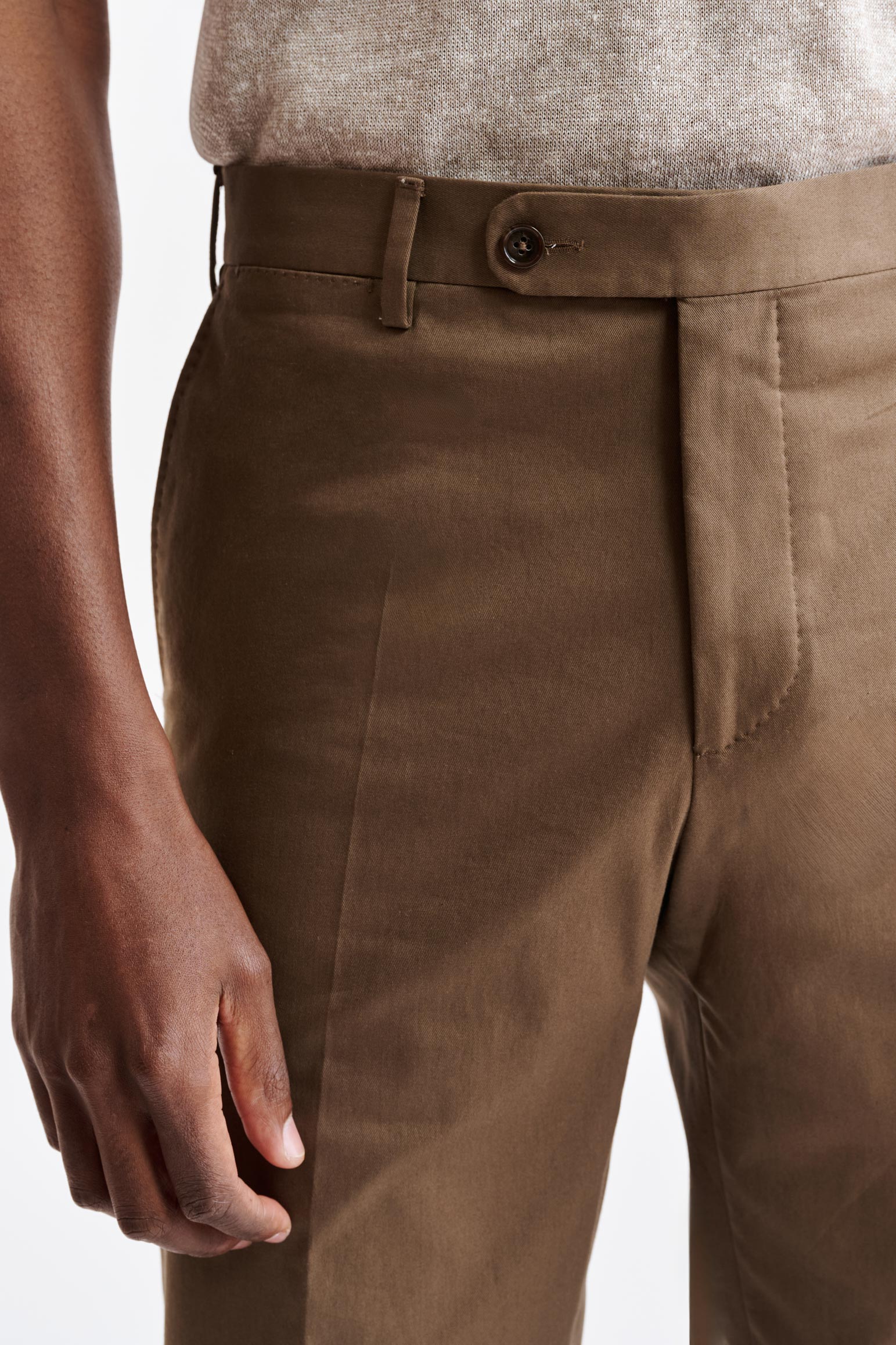Medium Brown Cotton Xander Trousers Cashmere Cotton - Image 4