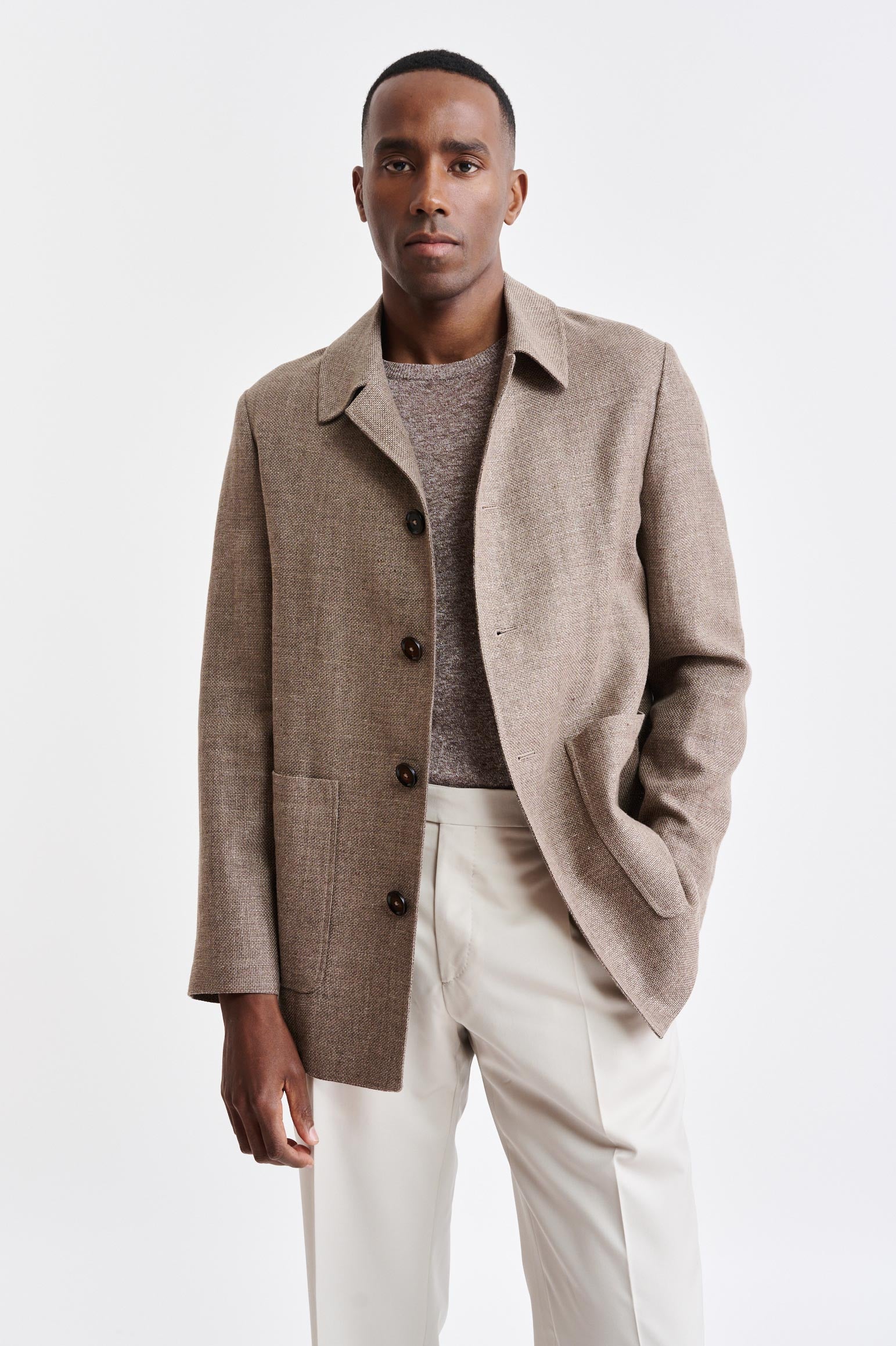 Medium Brown Wool & Linen Troy Jacket Jazz