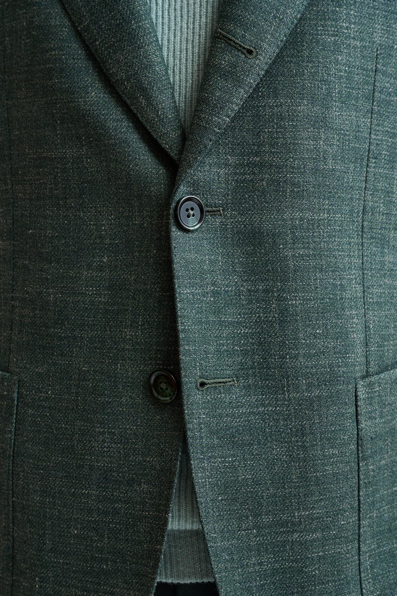 Medium Green Wool and Linen Super 100's Soho Jacket Trend - Image 3