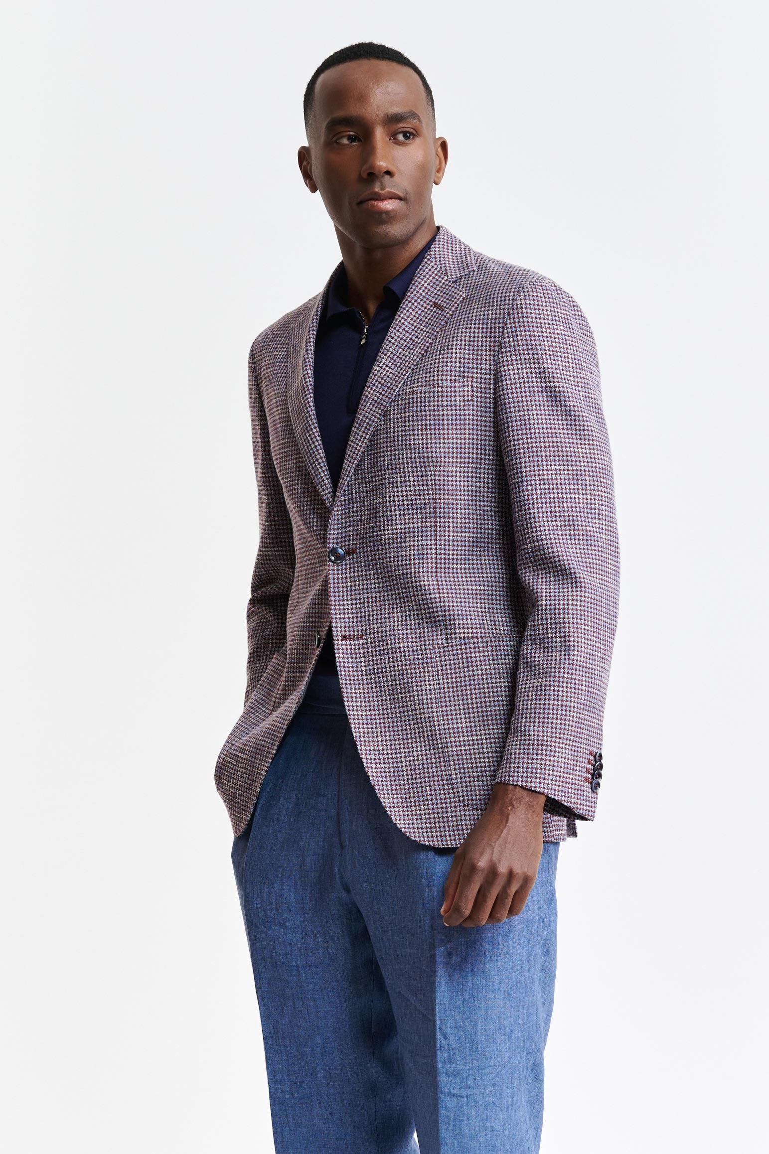 Burgundy Blue Cotton Kenton Jacket Riviera Trend