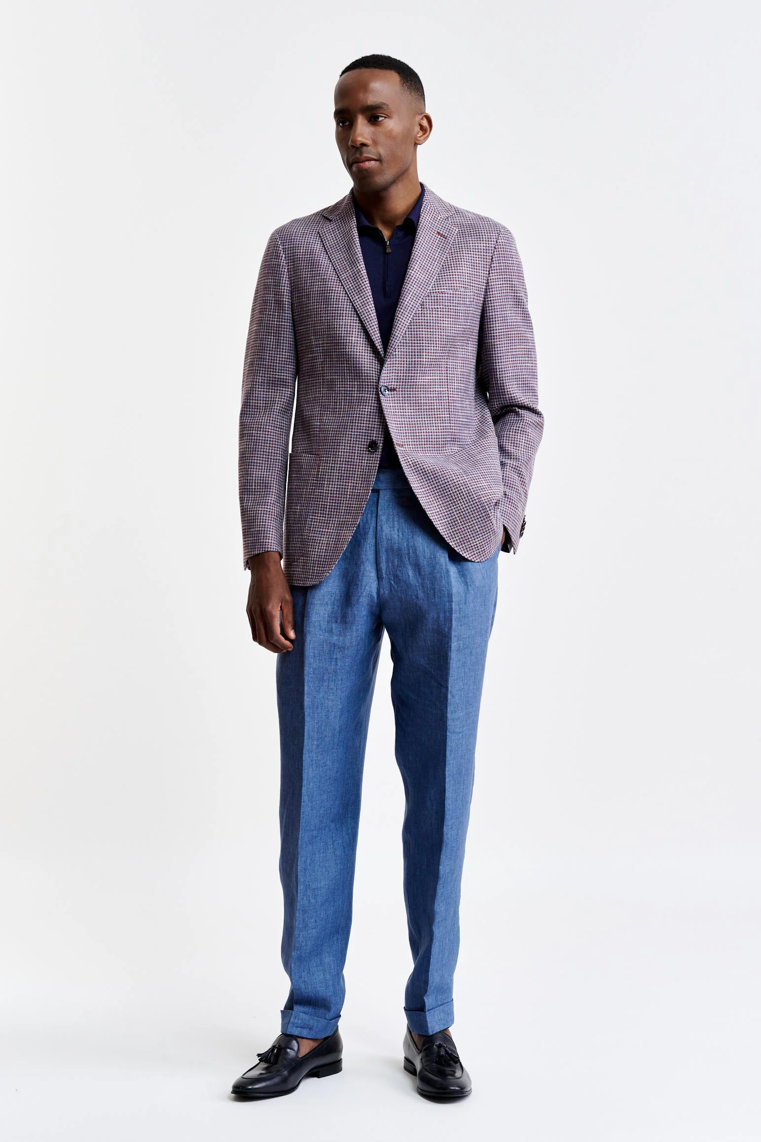 Burgundy Blue Cotton Kenton Jacket Riviera Trend - Image 5