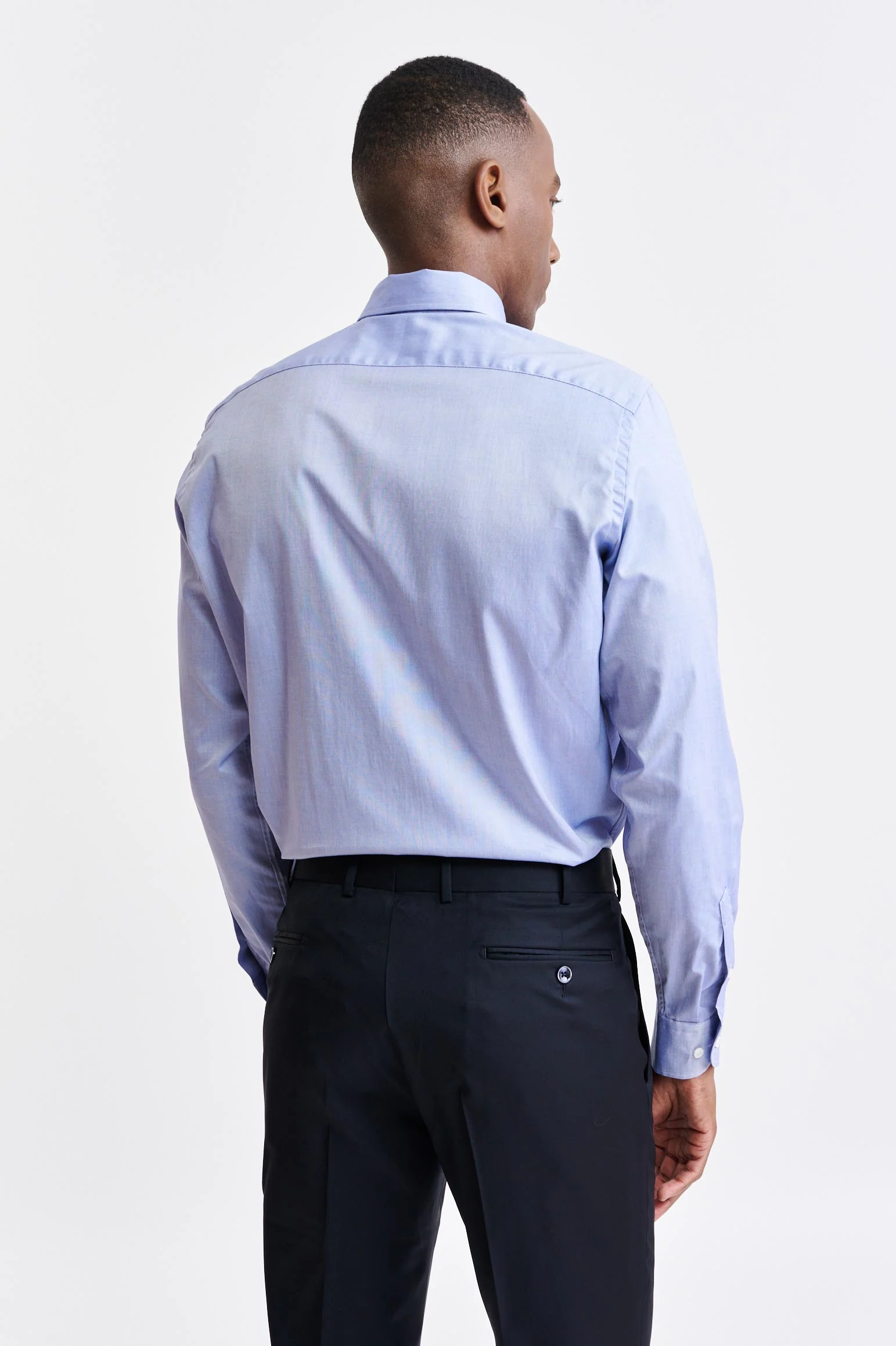 Melange Blue Cotton Pin Point Formal Shirt - Image 4