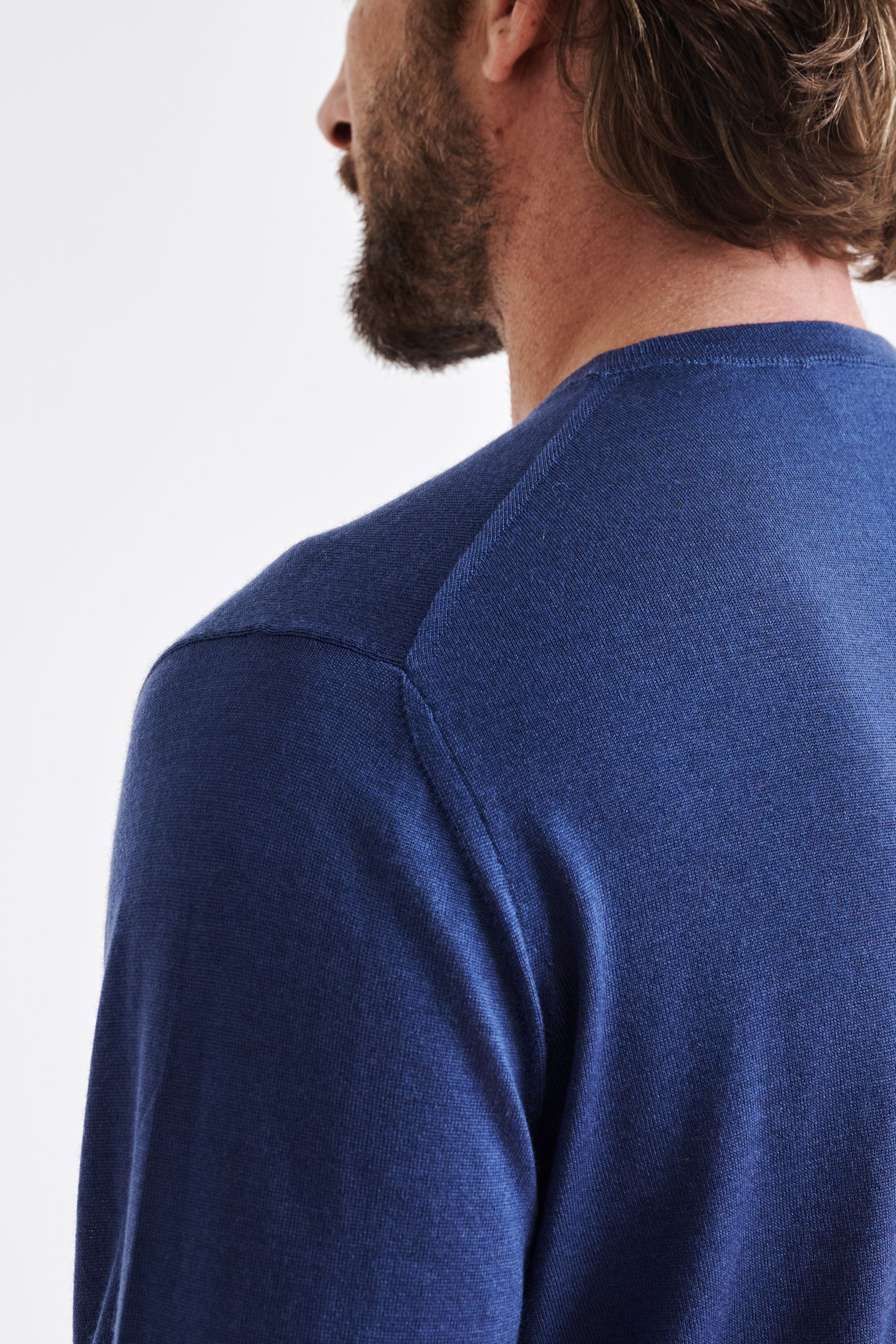Metal Blue Cashmere Merino Silk Blend Crewe Sweater - Image 4