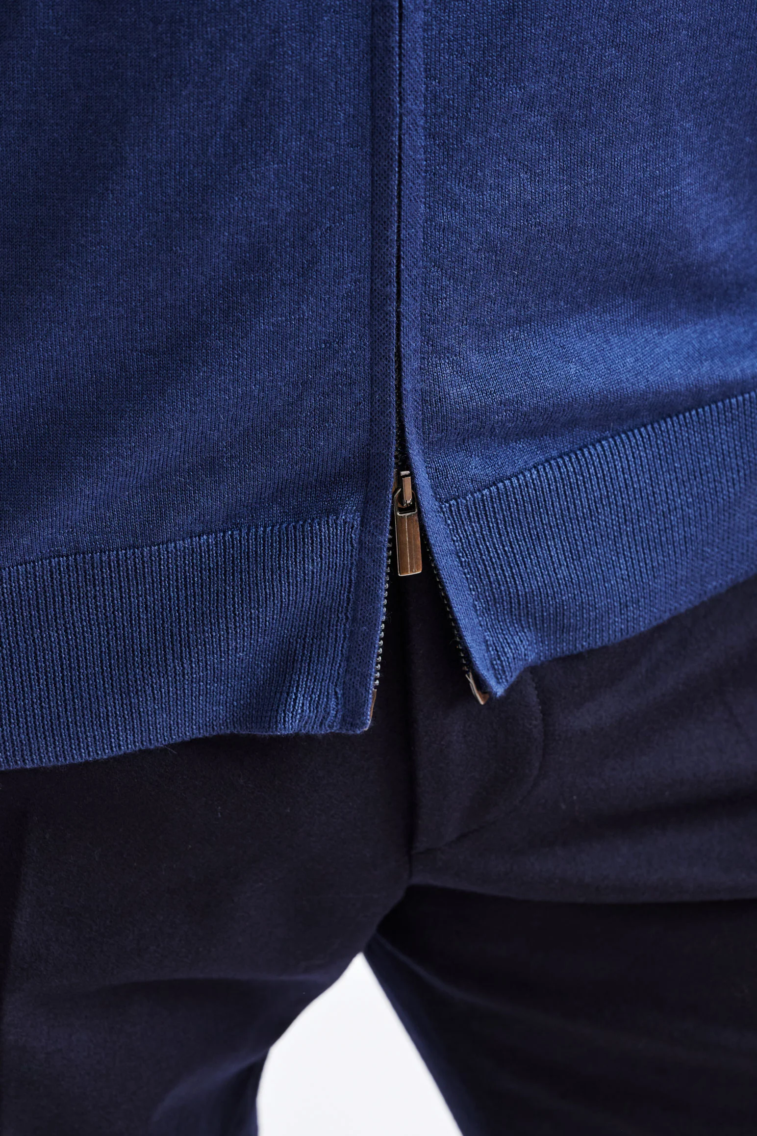 Metal Blue Cashmere Merino Silk Blend Goole Zipped Hoodie knit - Image 3