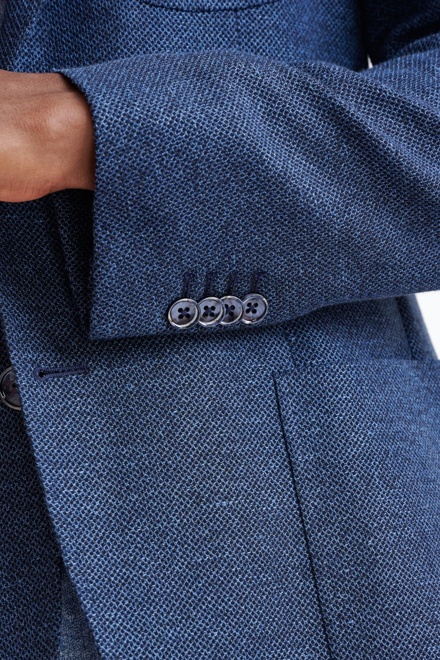 Mid-Blue Wool & Linen Kenton Check Jacket Amalfi Trend - Image 2