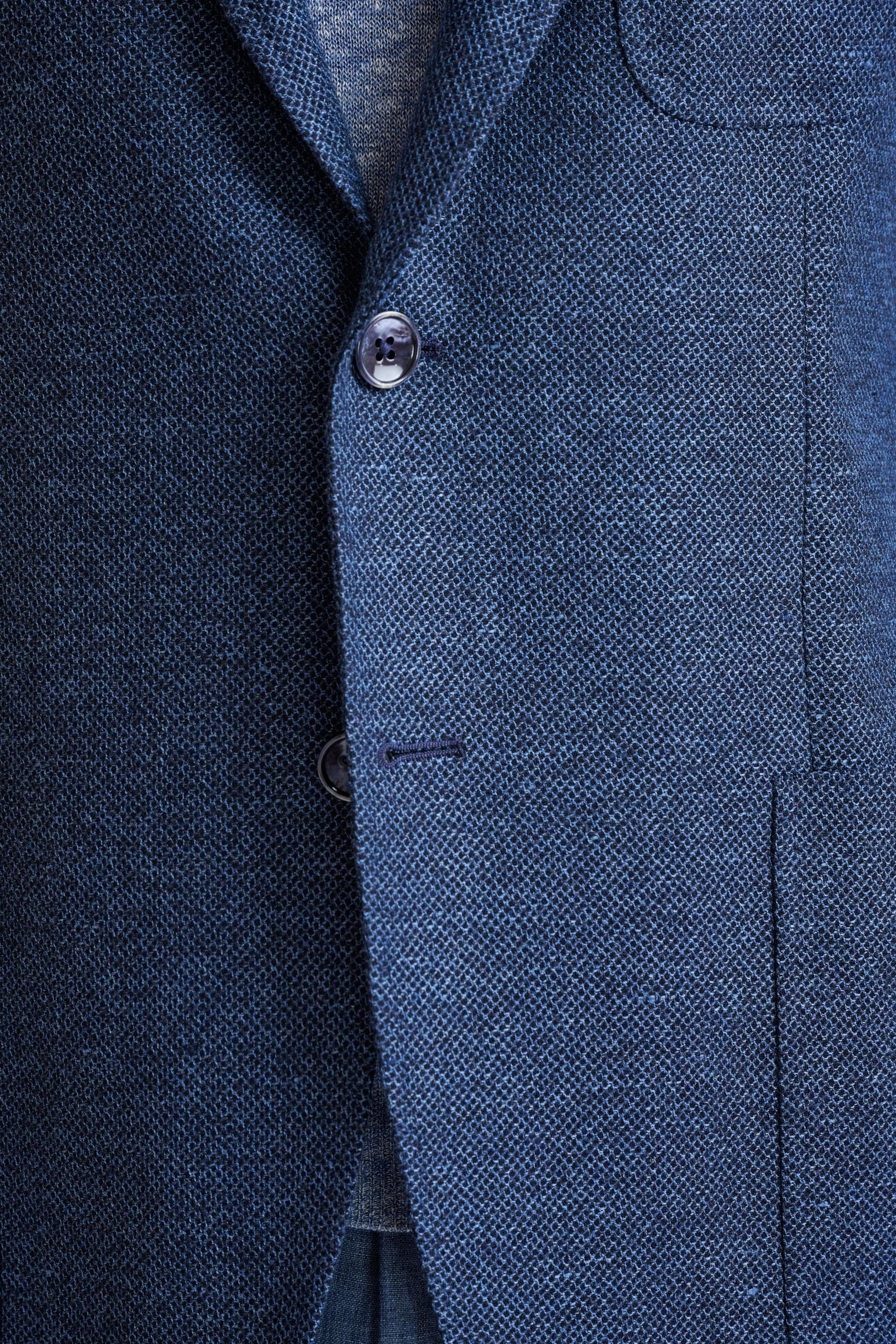 Mid-Blue Wool & Linen Kenton Check Jacket Amalfi Trend - Image 3