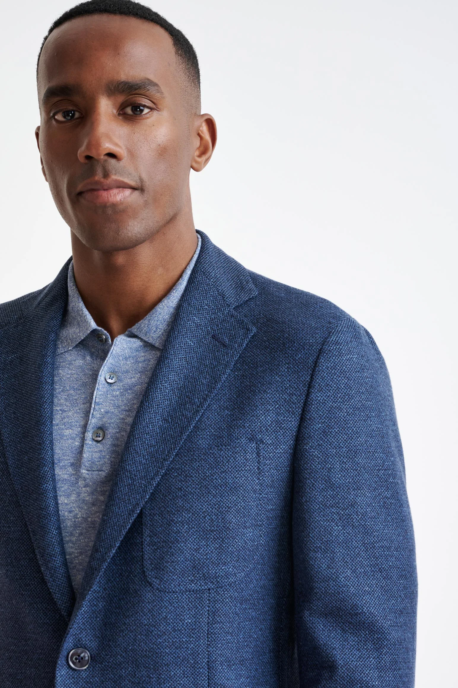 Mid-Blue Wool & Linen Kenton Check Jacket Amalfi Trend - Image 5