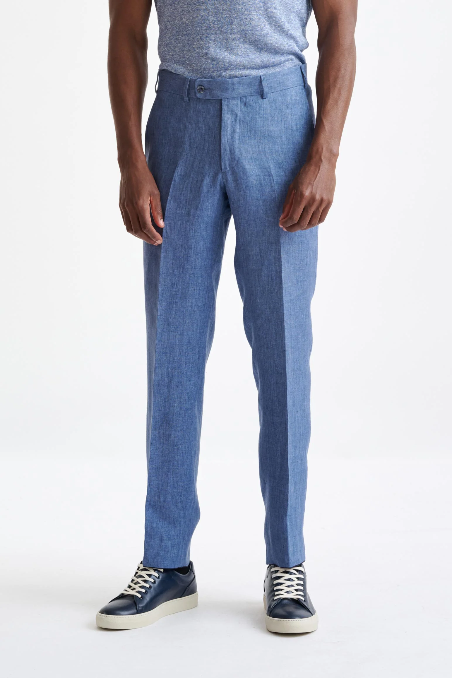 Mid-Blue Linen Farley Trousers Pure Linen