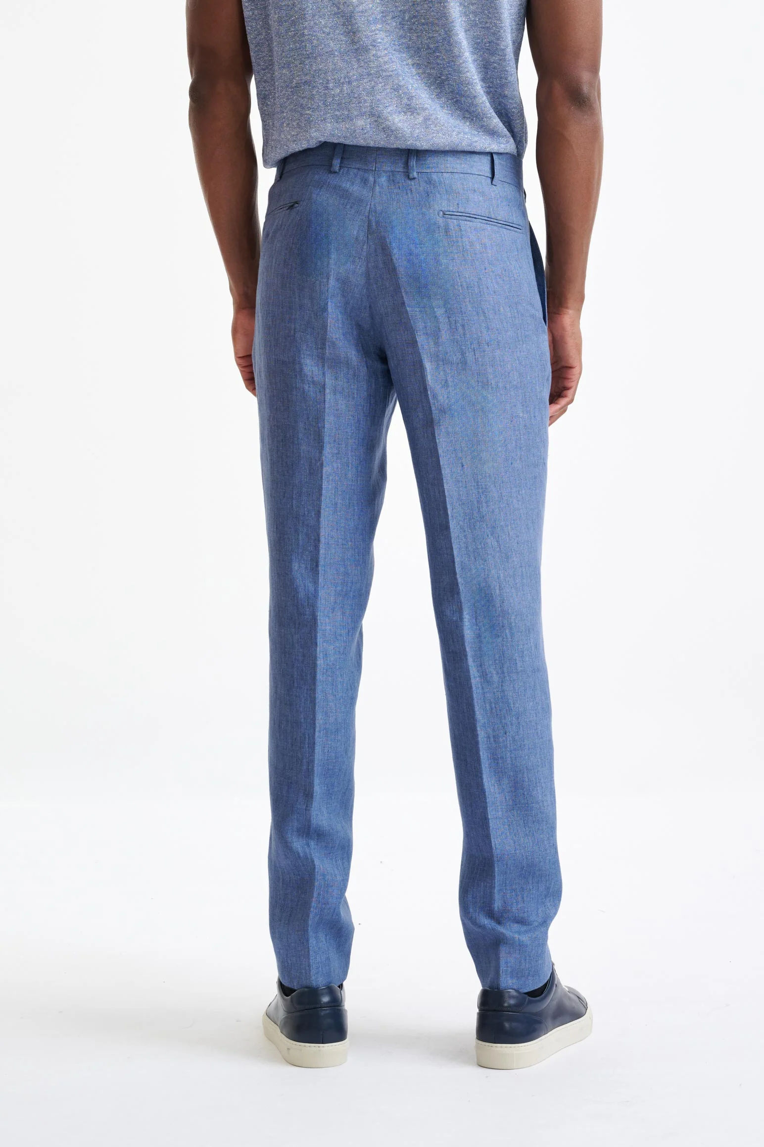 Mid-Blue Linen Farley Trousers Pure Linen - Image 5