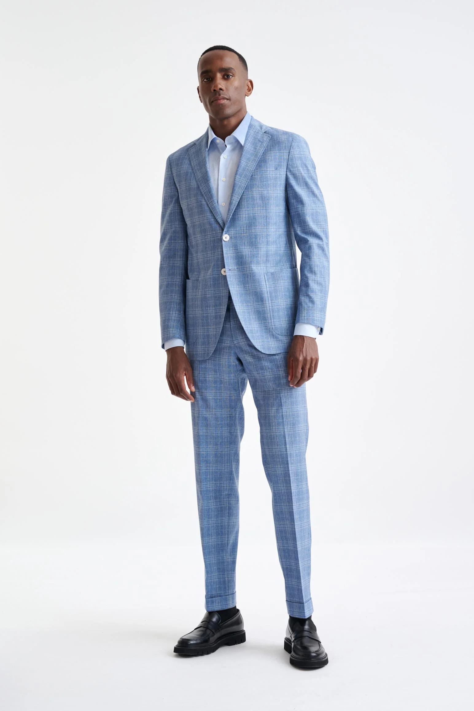 Mid-Blue Wool & Cotton Kenton Jacket Lifestyle