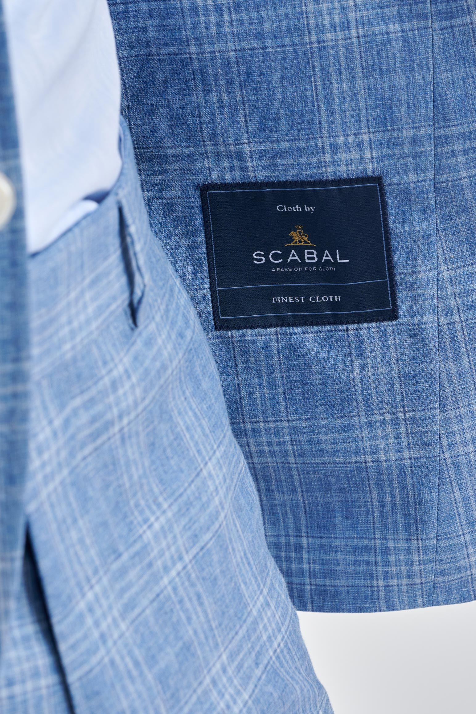 Mid-Blue Wool & Cotton Kenton Jacket Lifestyle - Image 4