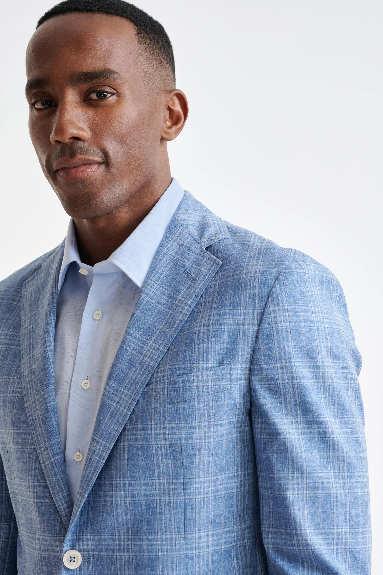 Mid-Blue Wool & Cotton Kenton Jacket Lifestyle - Image 7