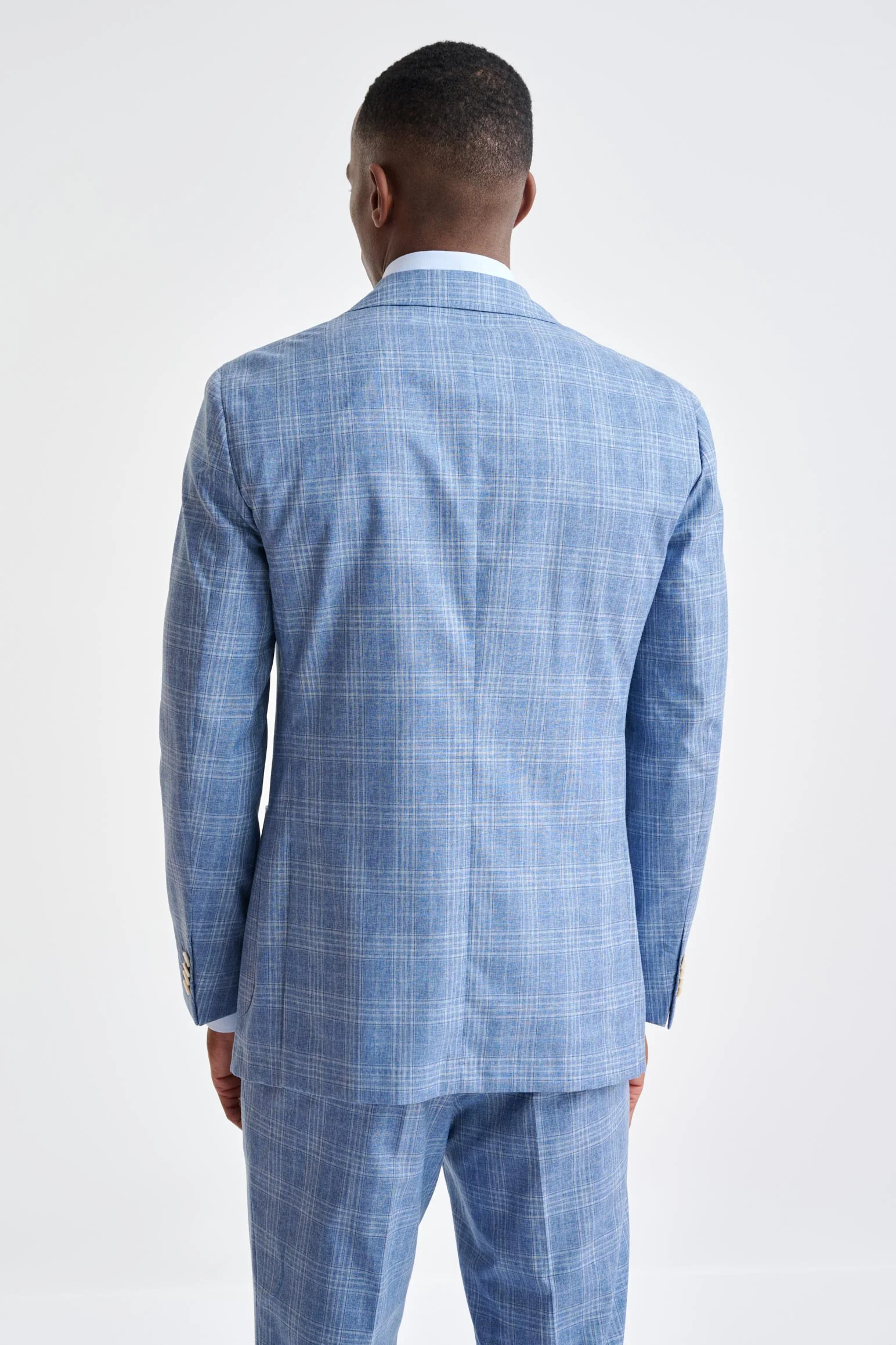 Mid-Blue Wool & Cotton Kenton Jacket Lifestyle - Image 8