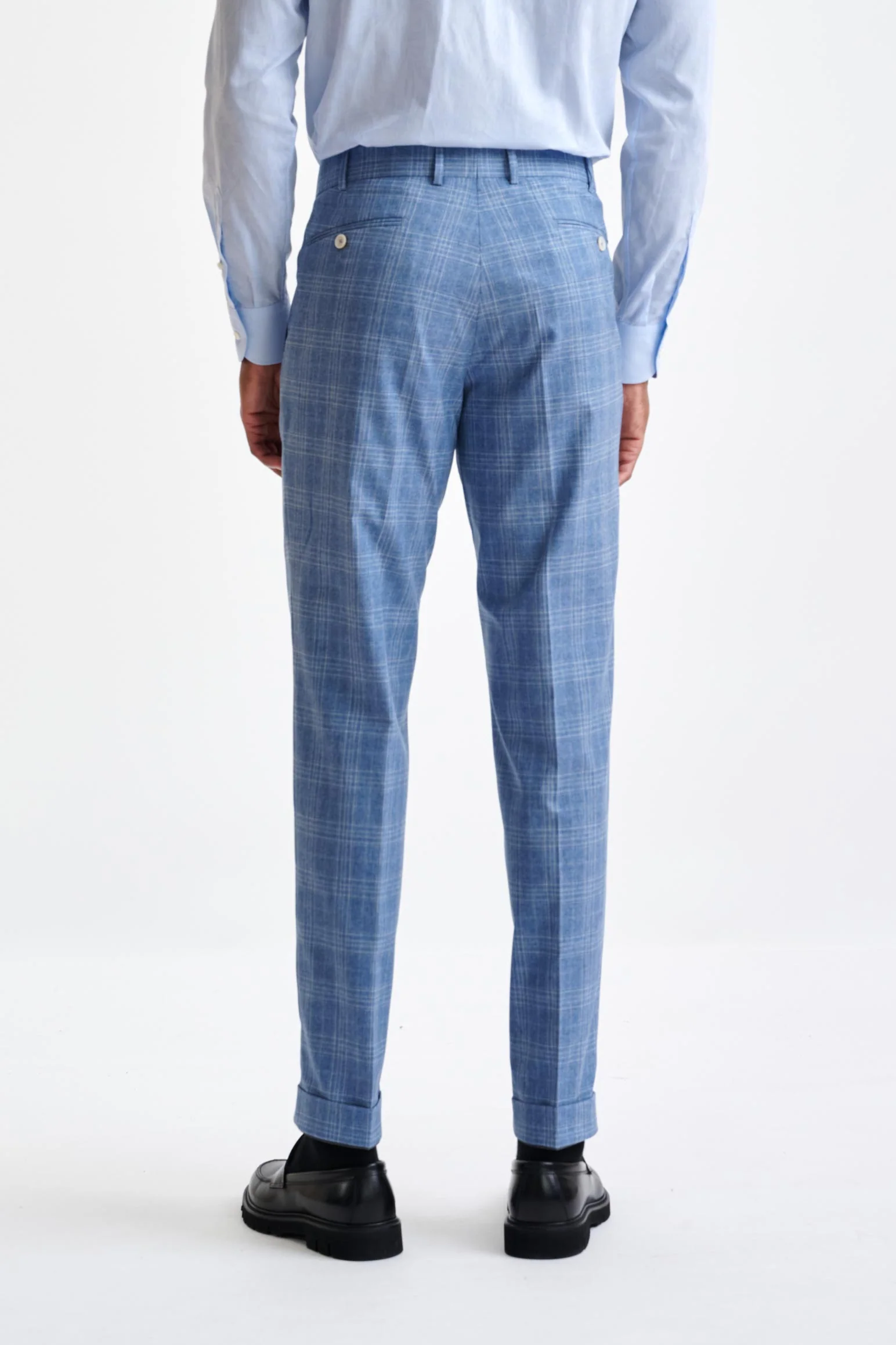 Mid-Blue Wool & Cotton Kenton Suit Lifestyle - Image 13