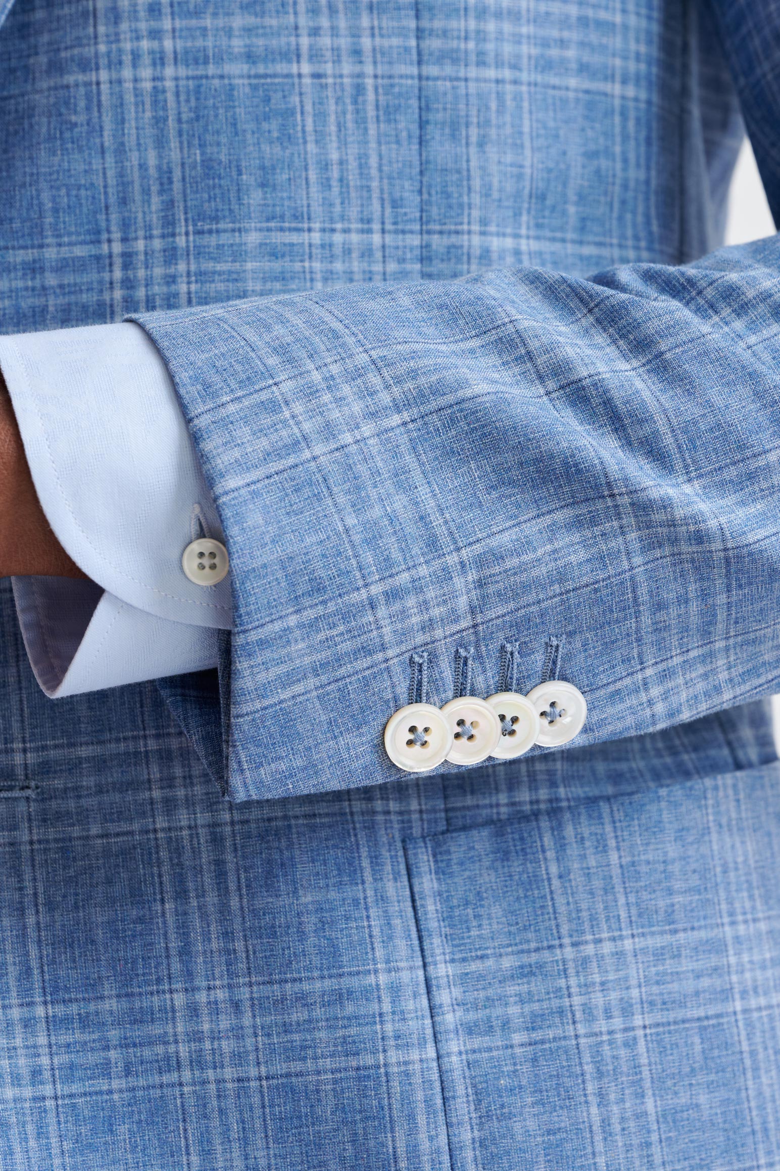 Mid-Blue Wool & Cotton Kenton Suit Lifestyle - Image 2