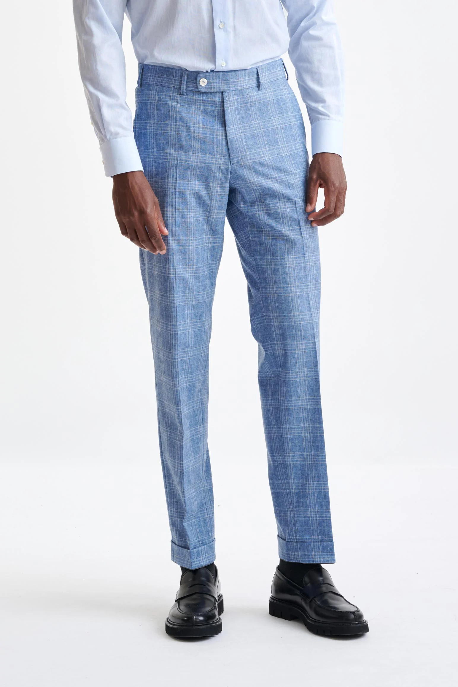 Mid-Blue Wool & Cotton Kenton Suit Lifestyle - Image 9