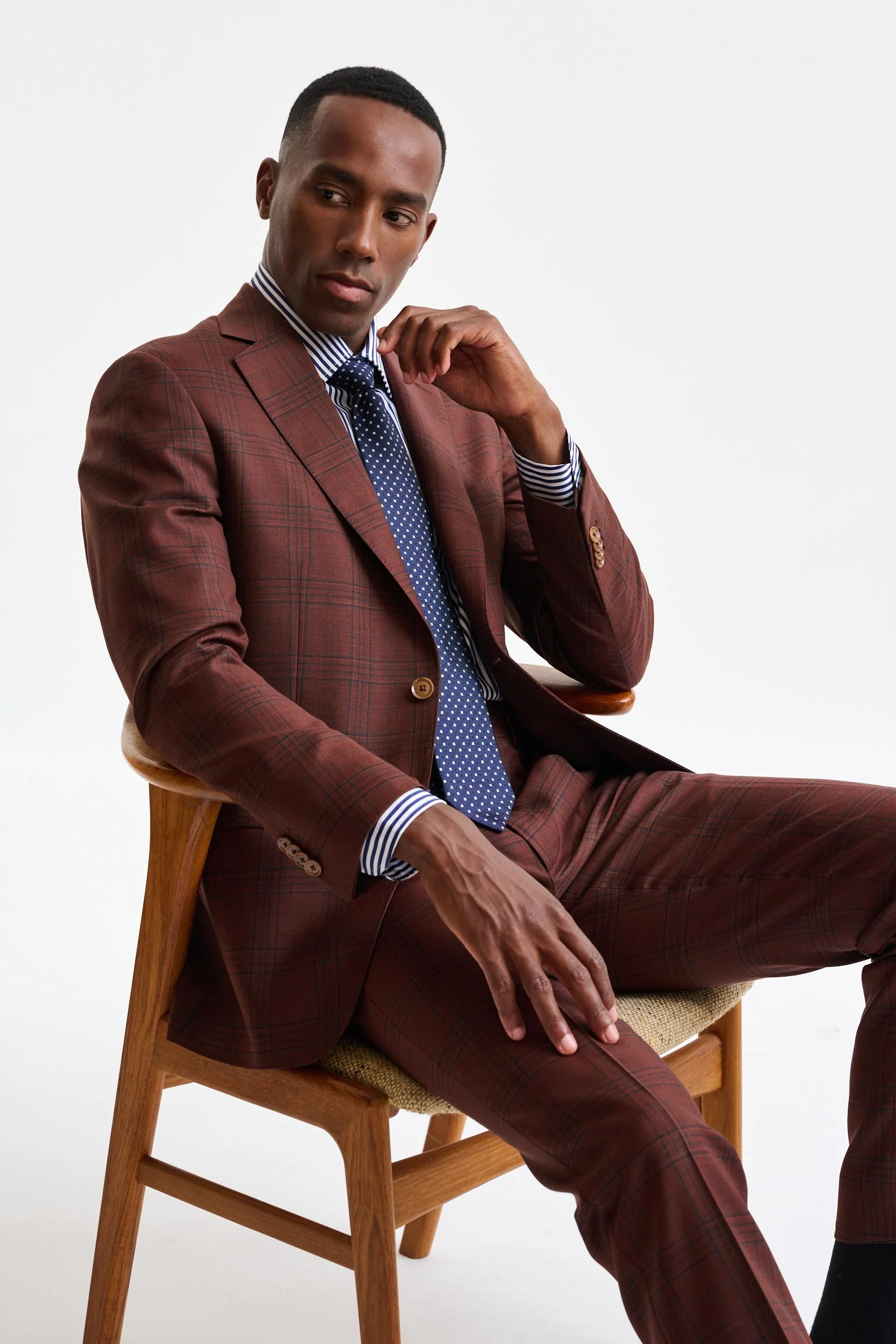 Mid-Brown 100% Wool Soho Suit Freestyle - Image 7