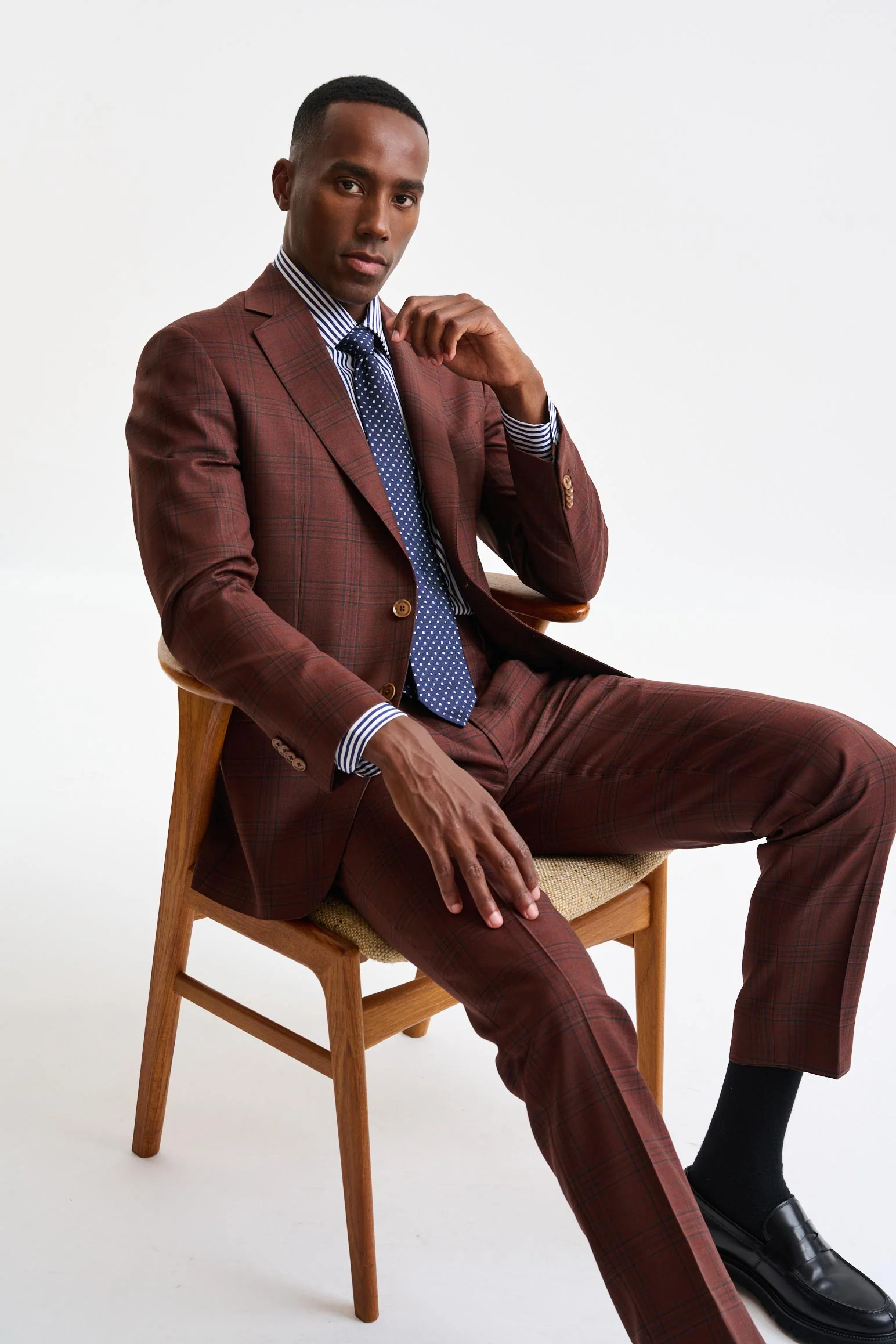 Mid-Brown 100% Wool Soho Suit Freestyle - Image 8