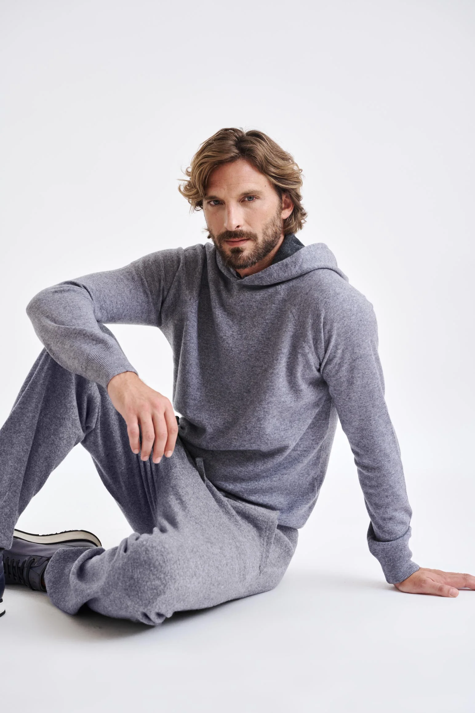 Mid-Grey Melange 100% Cashmere Bakewell Hoodie - Image 4