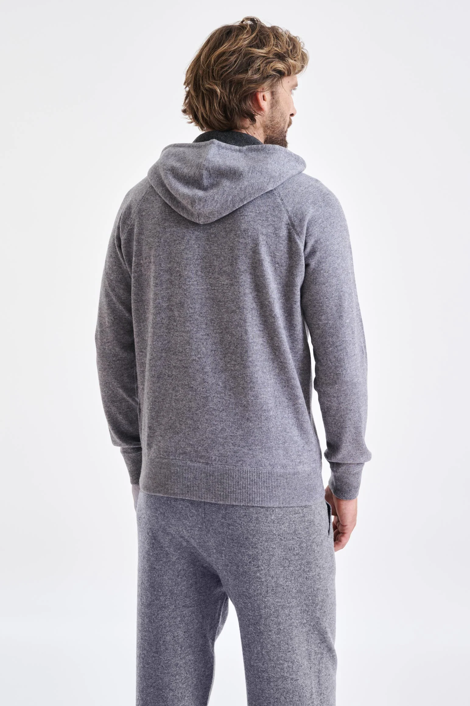 Mid-Grey Melange 100% Cashmere Bakewell Hoodie - Image 5