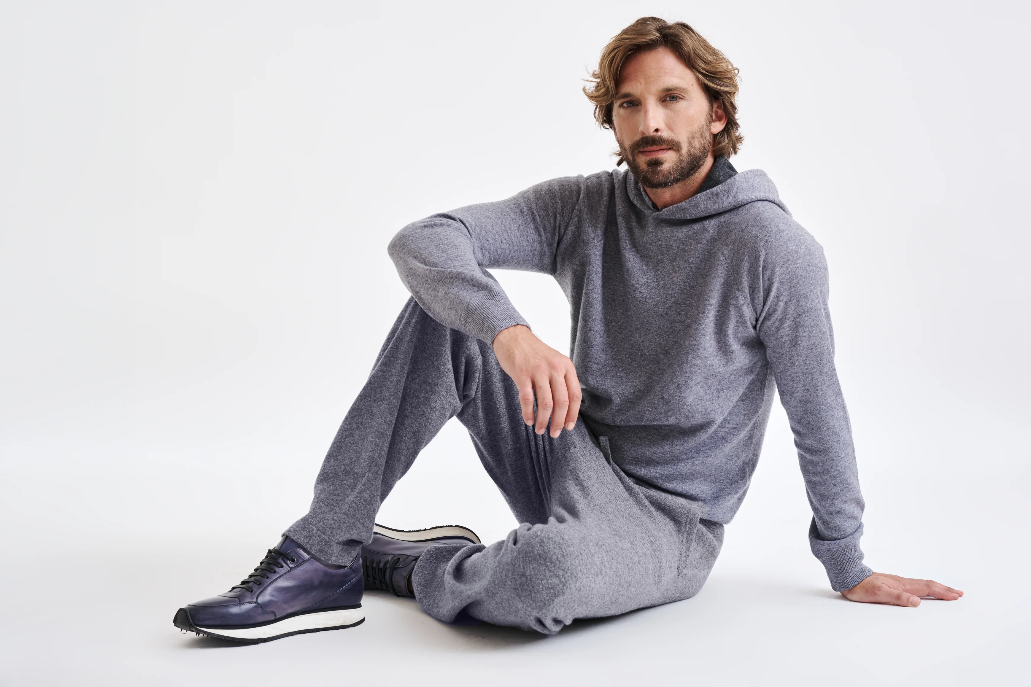 Mid-Grey Melange 100% Cashmere Bakewell Hoodie - Image 6