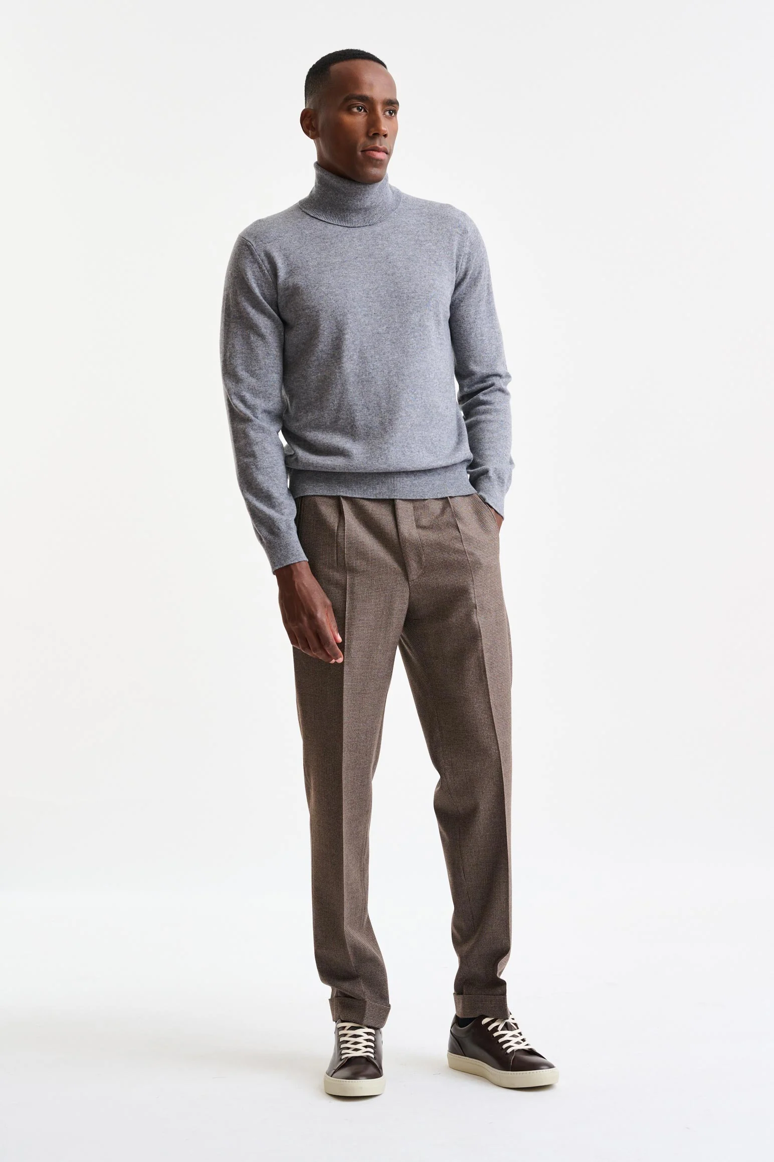 Mid-Grey Melange Cashmere Drumberg Rollneck Knitwear - Image 3