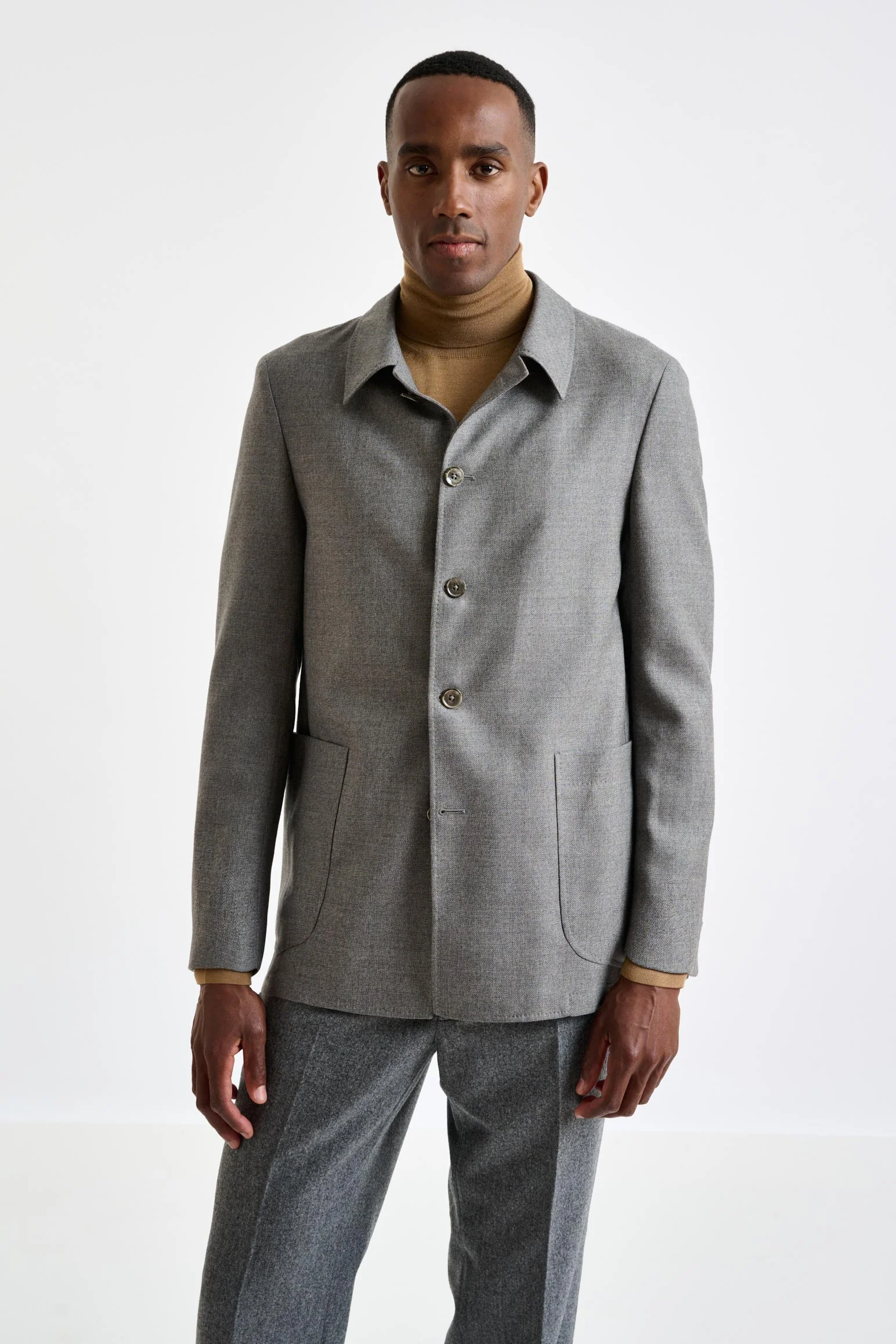Mid-Grey Wool Chelsea Shirt Jacket Harmony