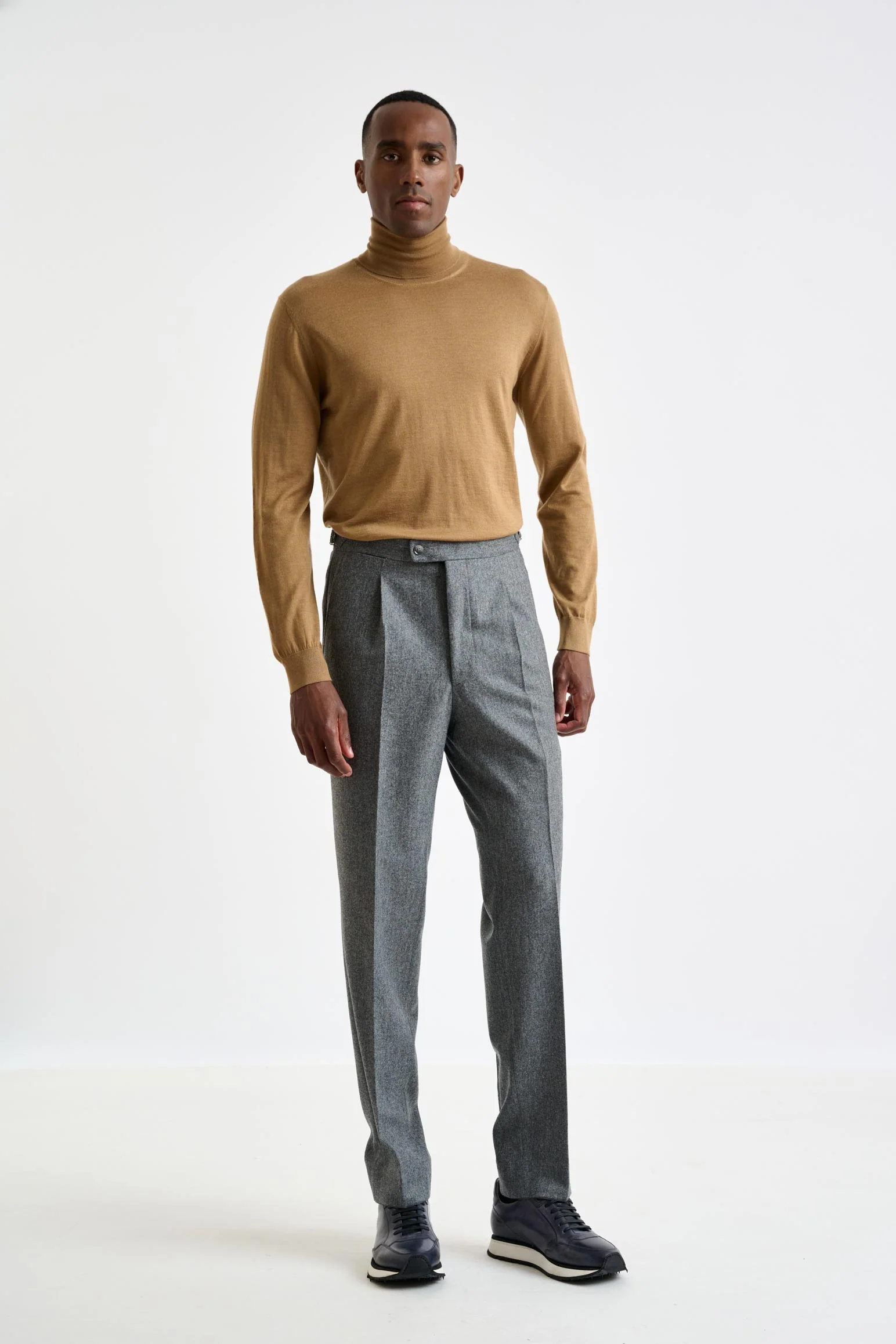 Grey Super 100's Wool Farley Trousers Flannel Saxony - Image 3