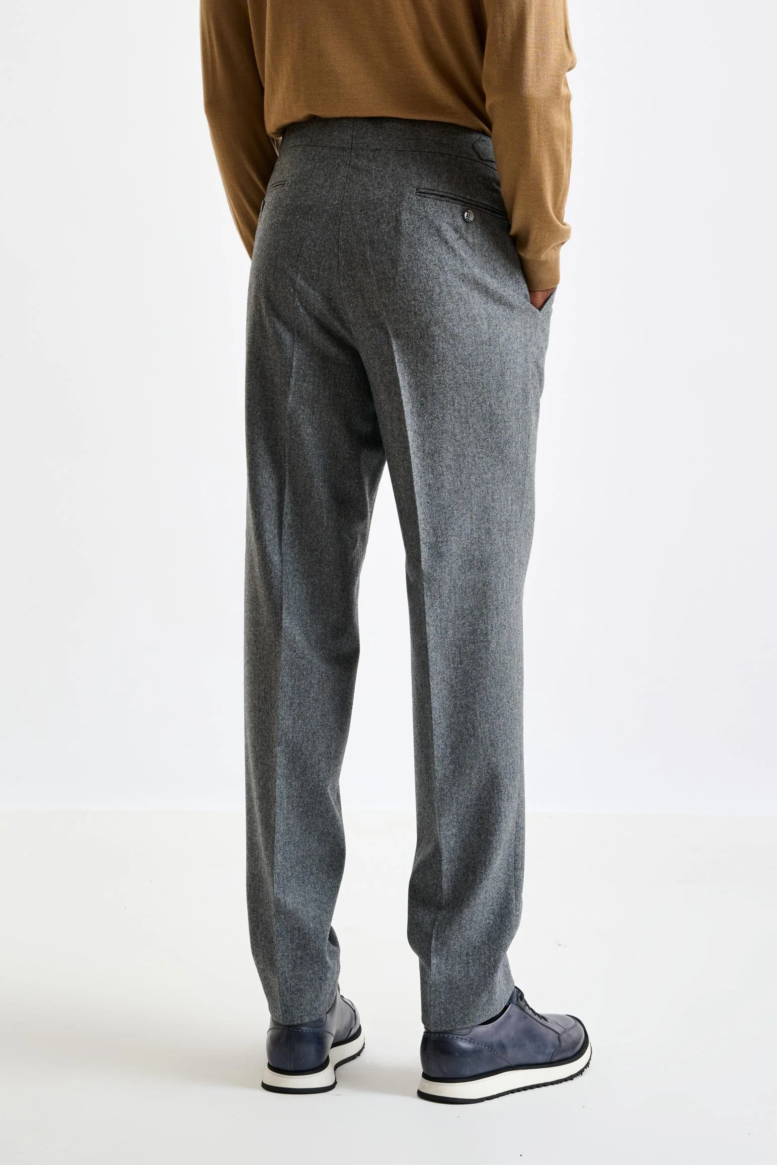 Grey Super 100's Wool Farley Trousers Flannel Saxony - Image 4