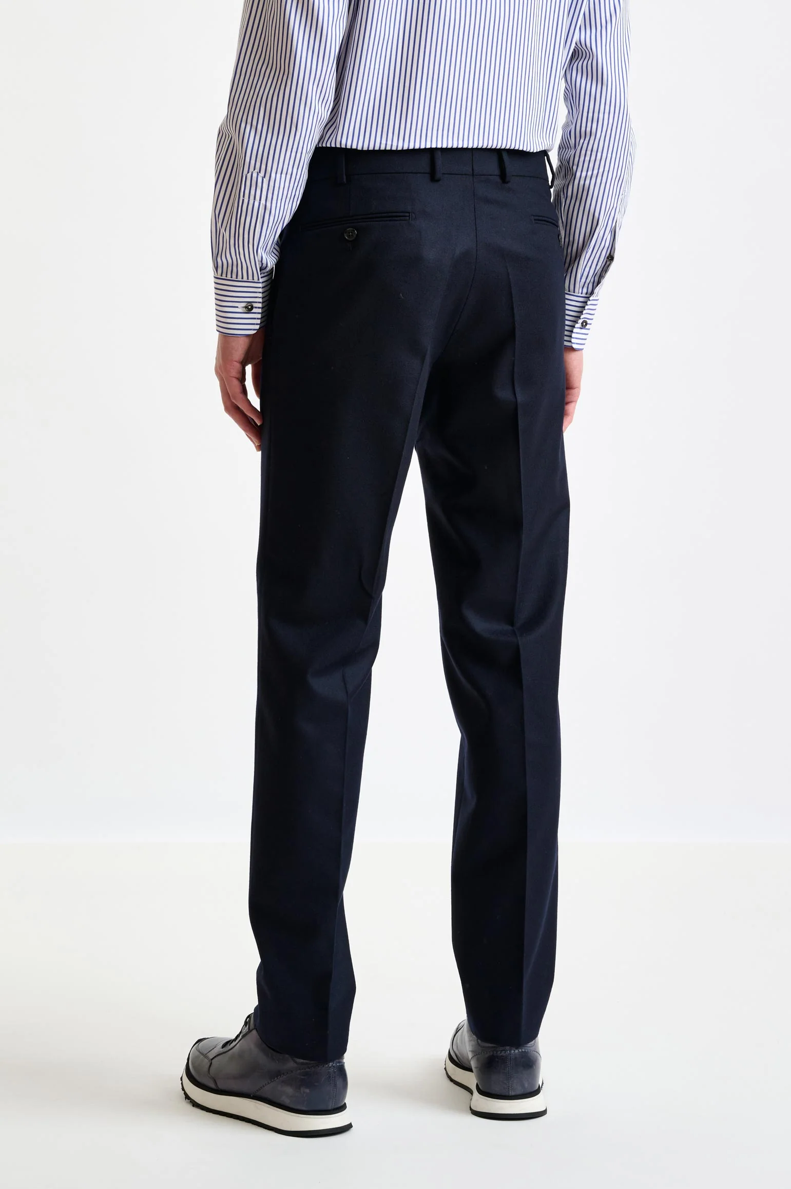 Midnight Blue Super 100's Wool Farley Trousers Flannel Saxony - Image 4
